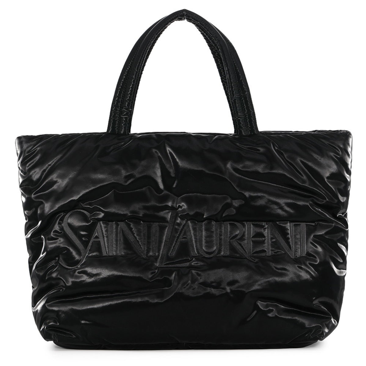 Yves Saint Laurent Black Canvas Shopping Bag Tote Bag (Pre-Owned)