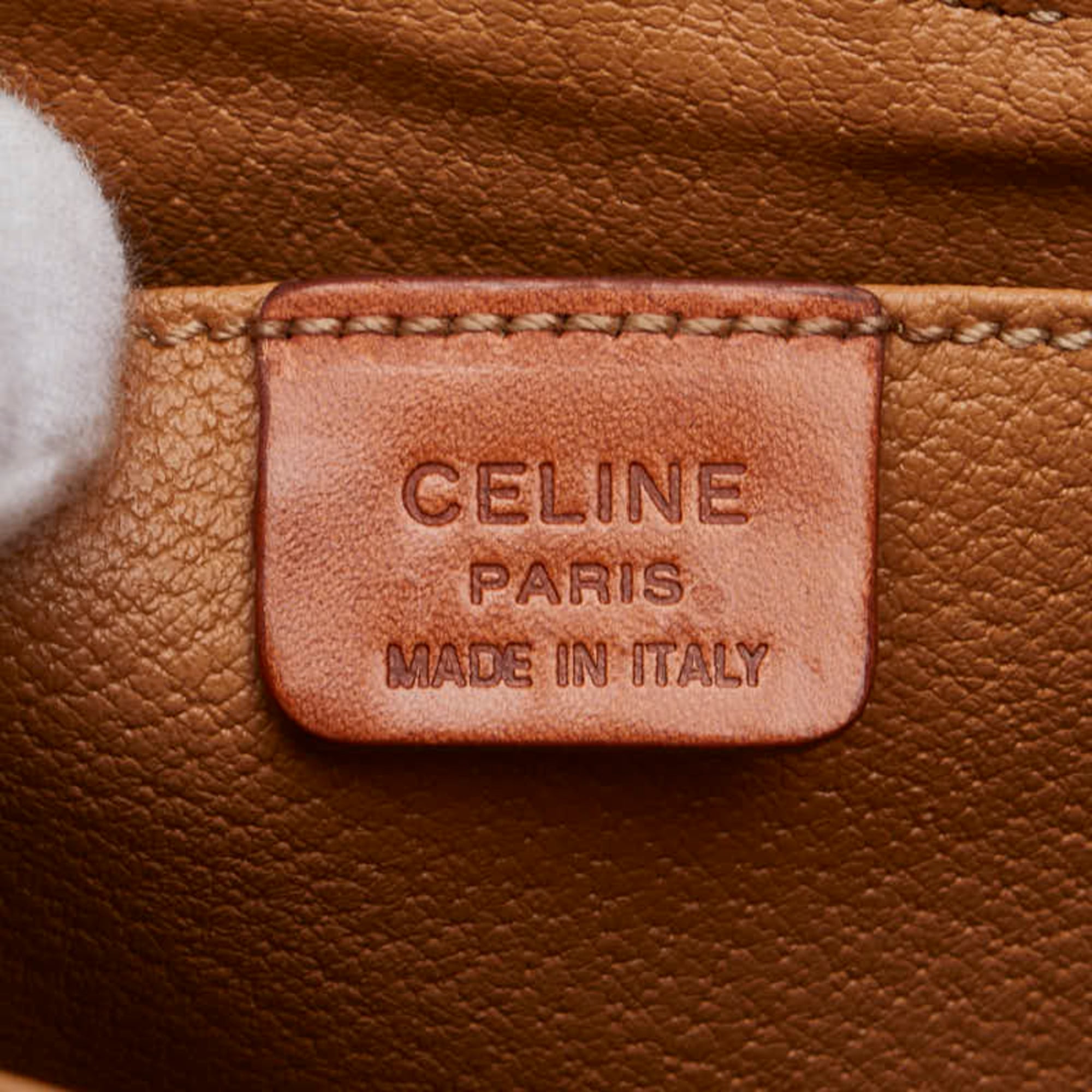 Celine Macadam Brown Pvc Leather Shoulder Bag Vanity Bag (Pre-Owned)