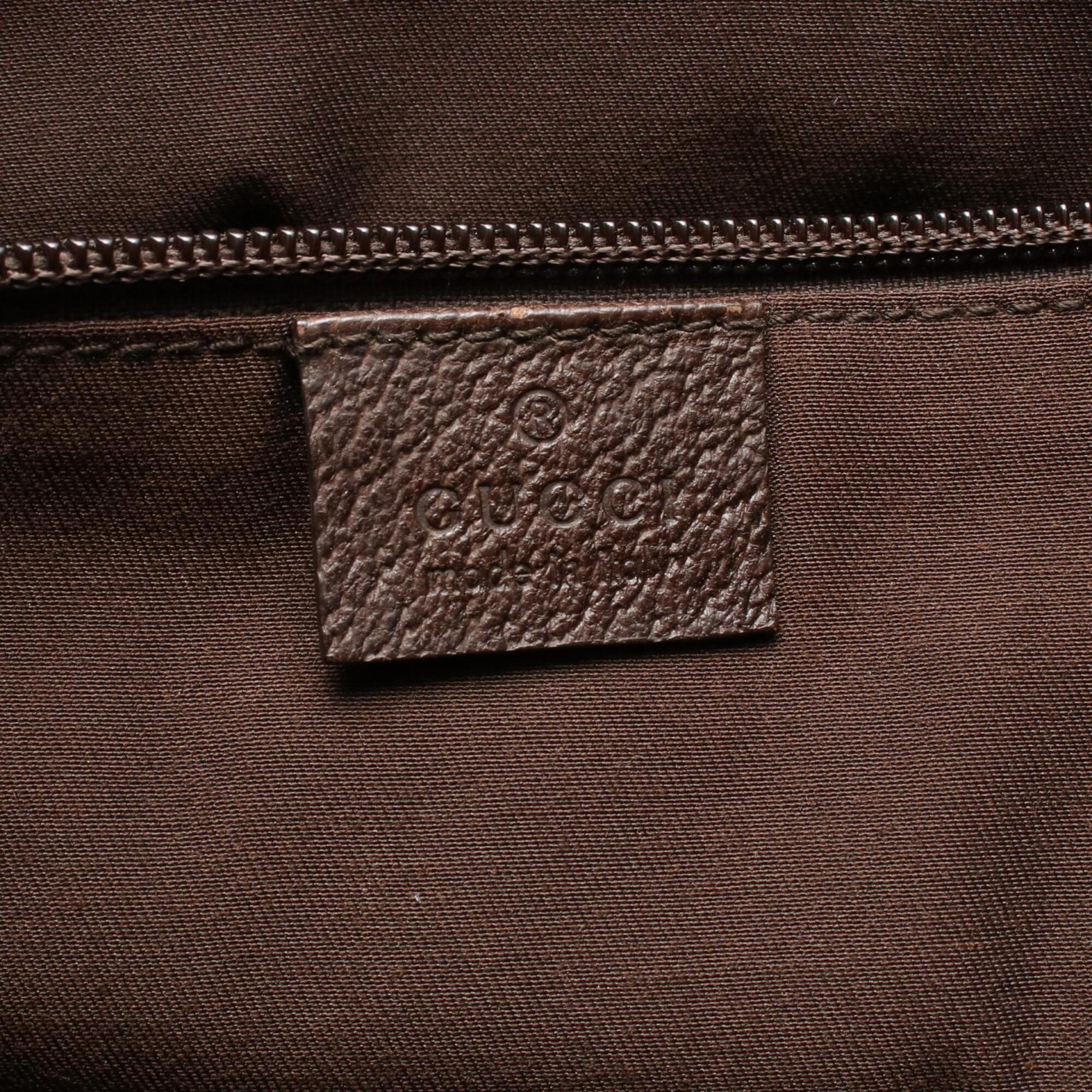 Gucci Beige Brown Canvas Leather Handbag Shoulder Bag (Pre-Owned)