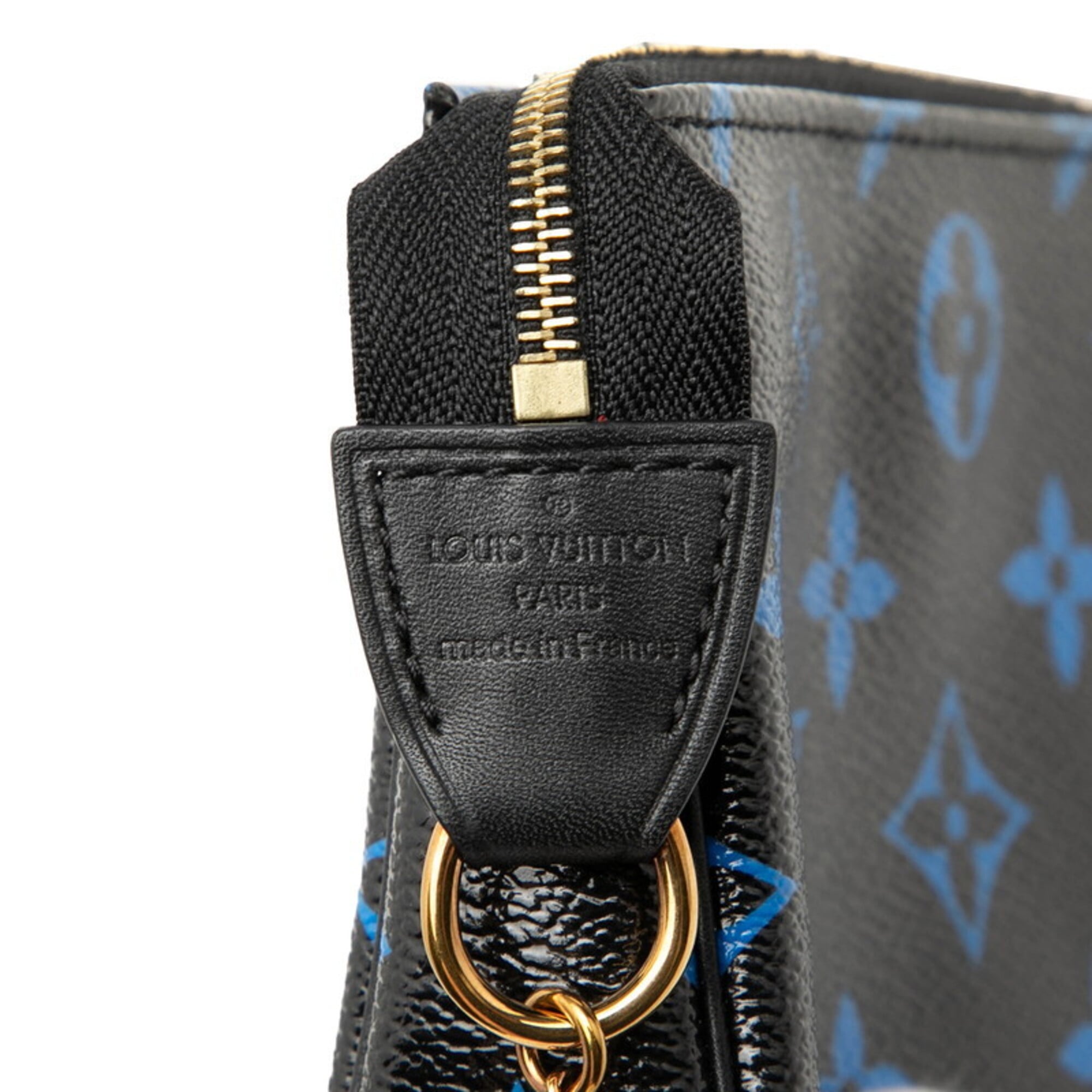 Louis Vuitton Black Blue Noir Pvc Leather Handbag Pochette Pouch (Pre-Owned)