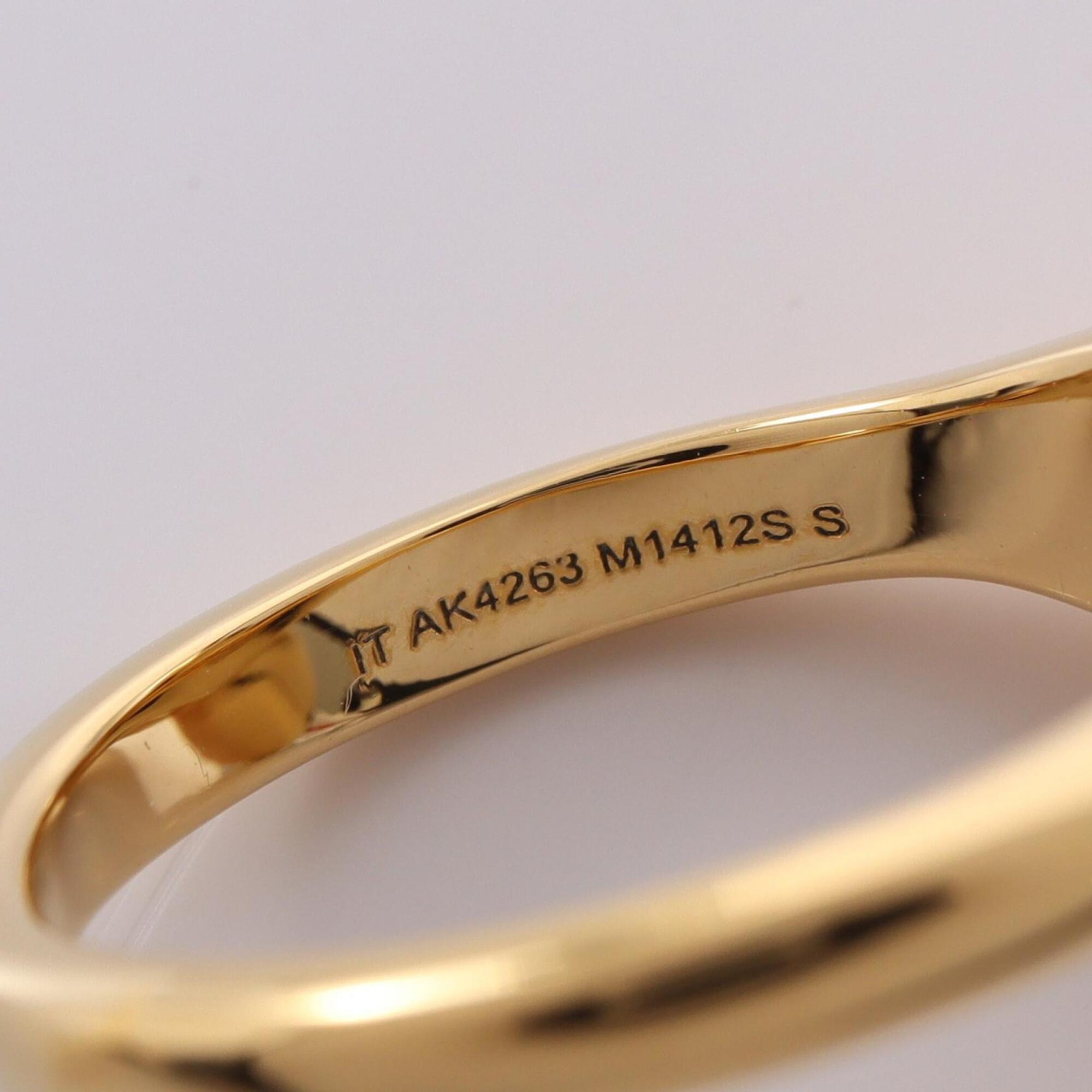 Louis Vuitton Gold Pink Gold Clear Gold Plating Rhinestone Band Ring (Pre-Owned)