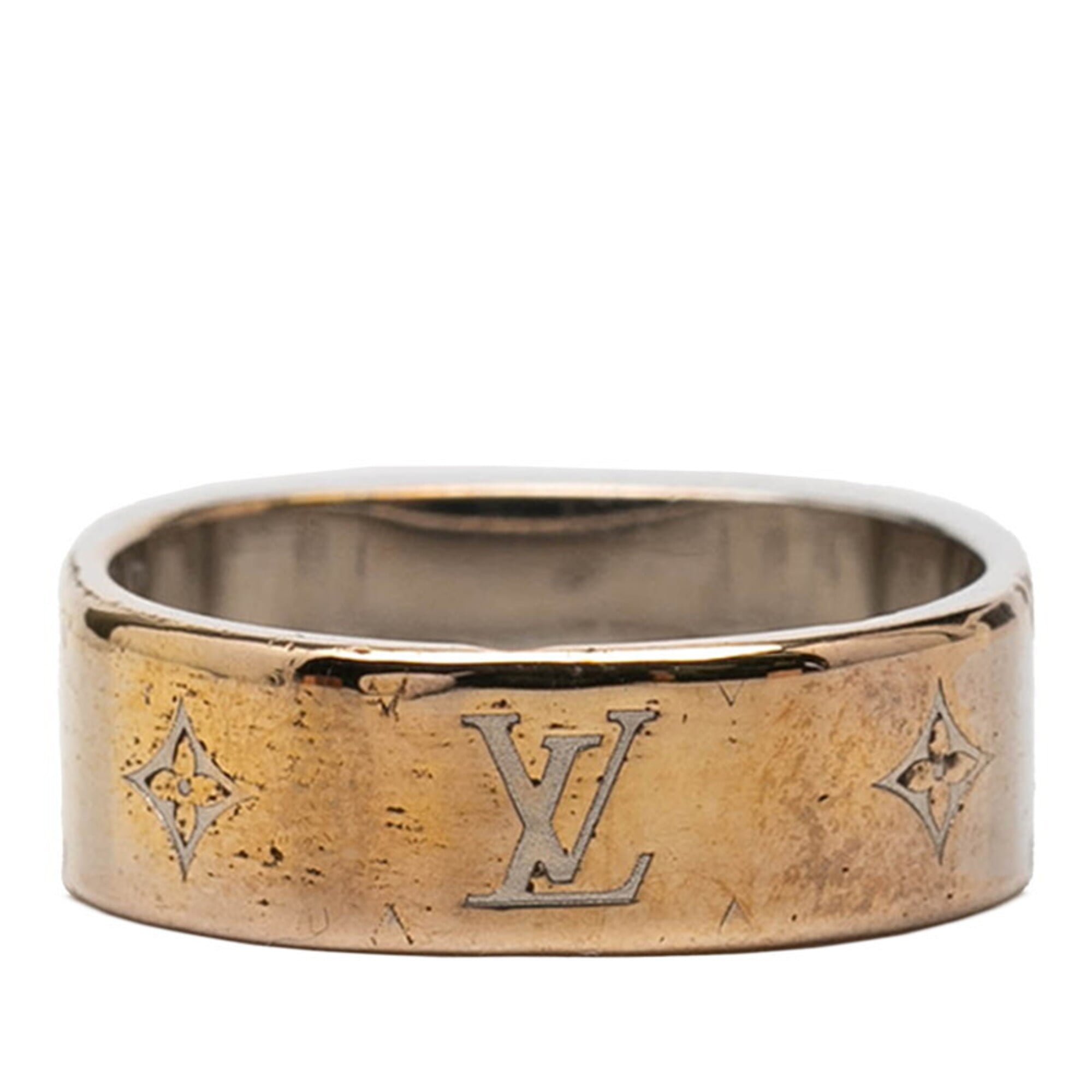Louis Vuitton Gold Silver Gold Plating Metal Band Ring (Pre-Owned)