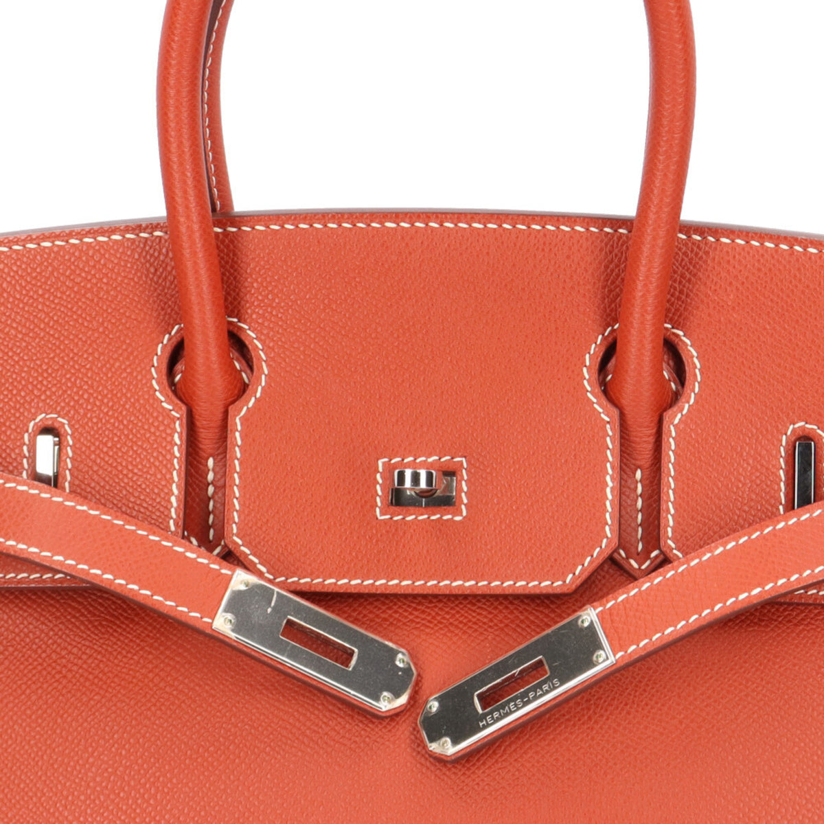 Hermes Orange Sanguine White Epsom Leather Handbag (Pre-Owned)