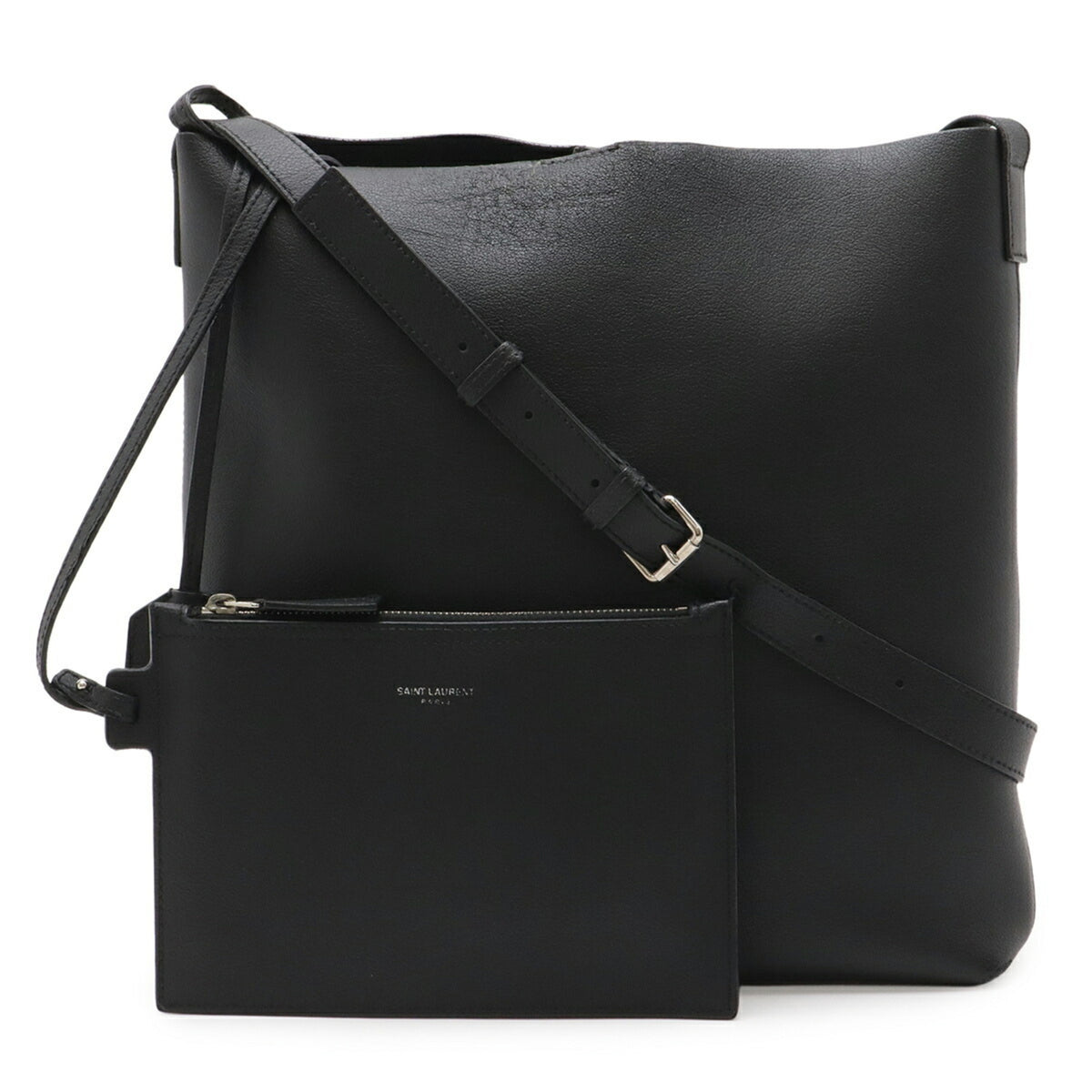 Yves Saint Laurent Black Leather Pouch Shoulder Bag (Pre-Owned)