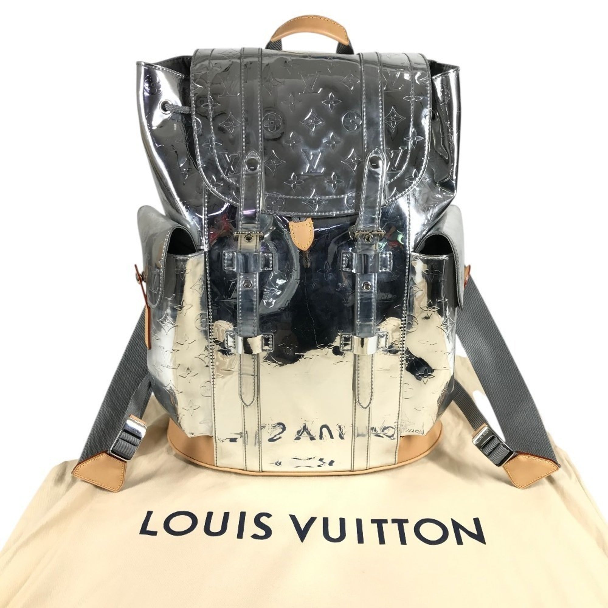 Louis Vuitton Silver Leather Backpack (Pre-Owned)