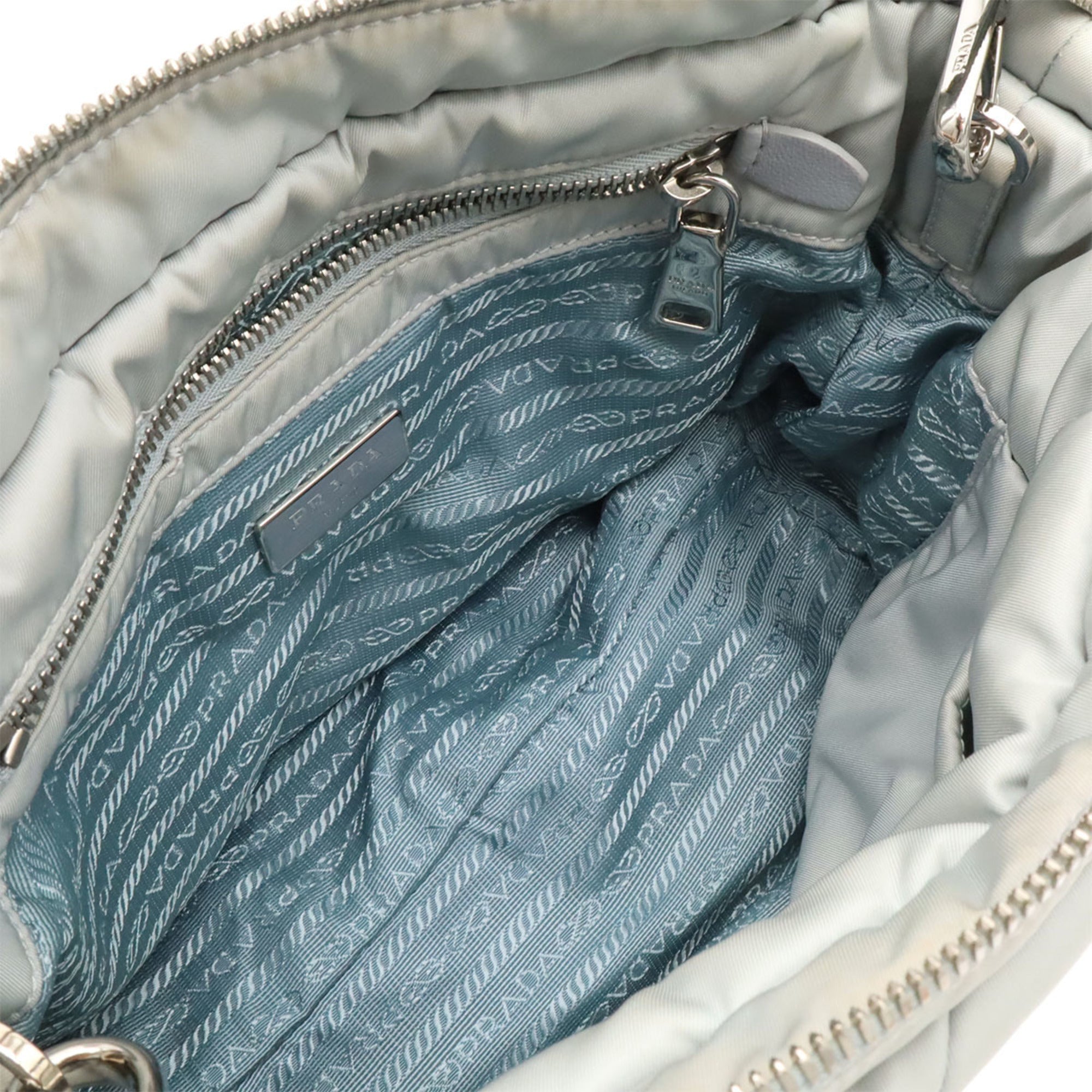 Prada Blue Nylon Handbag Pouch Shoulder Bag Tote Bag (Pre-Owned)