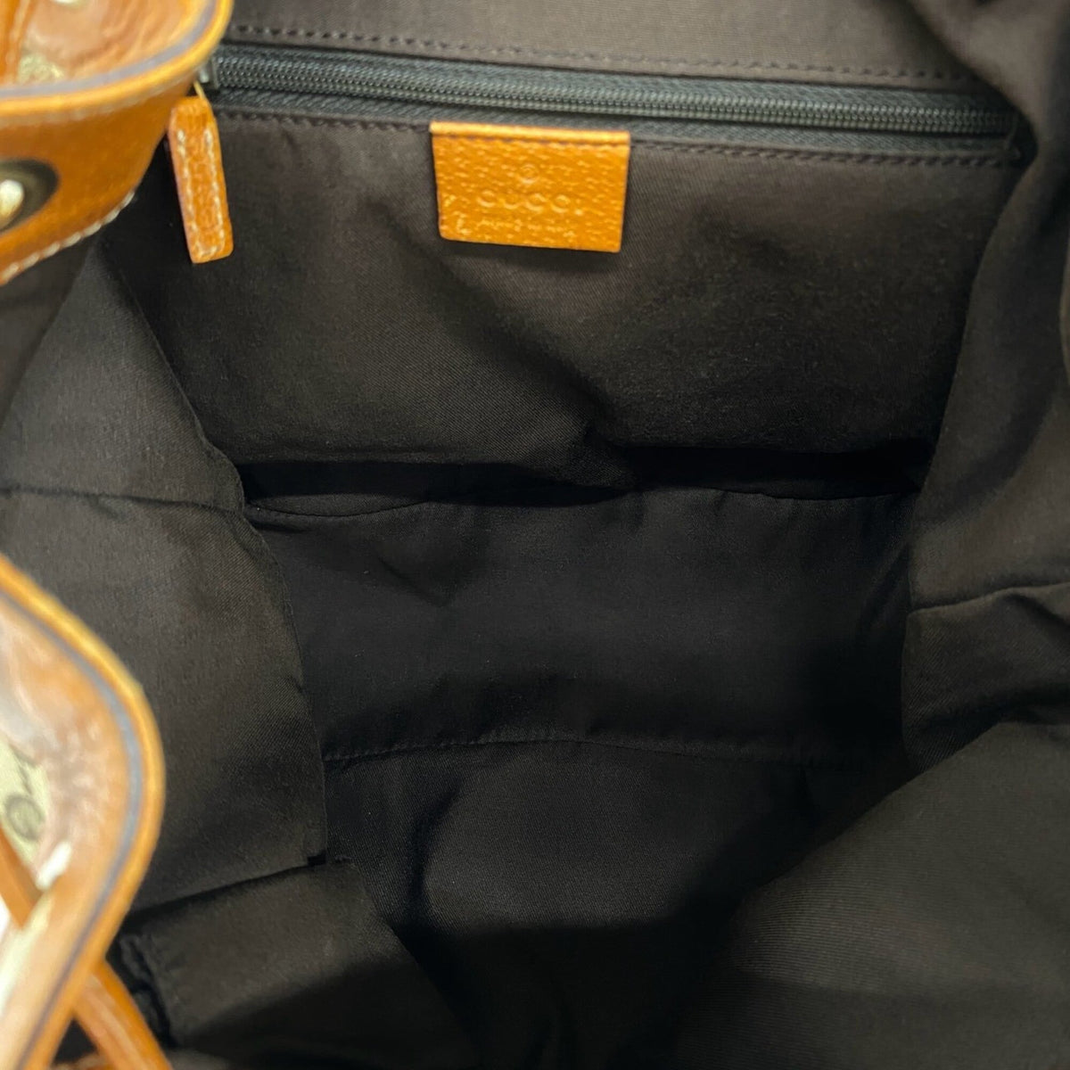 Gucci Brown Canvas Leather Backpack (Pre-Owned)