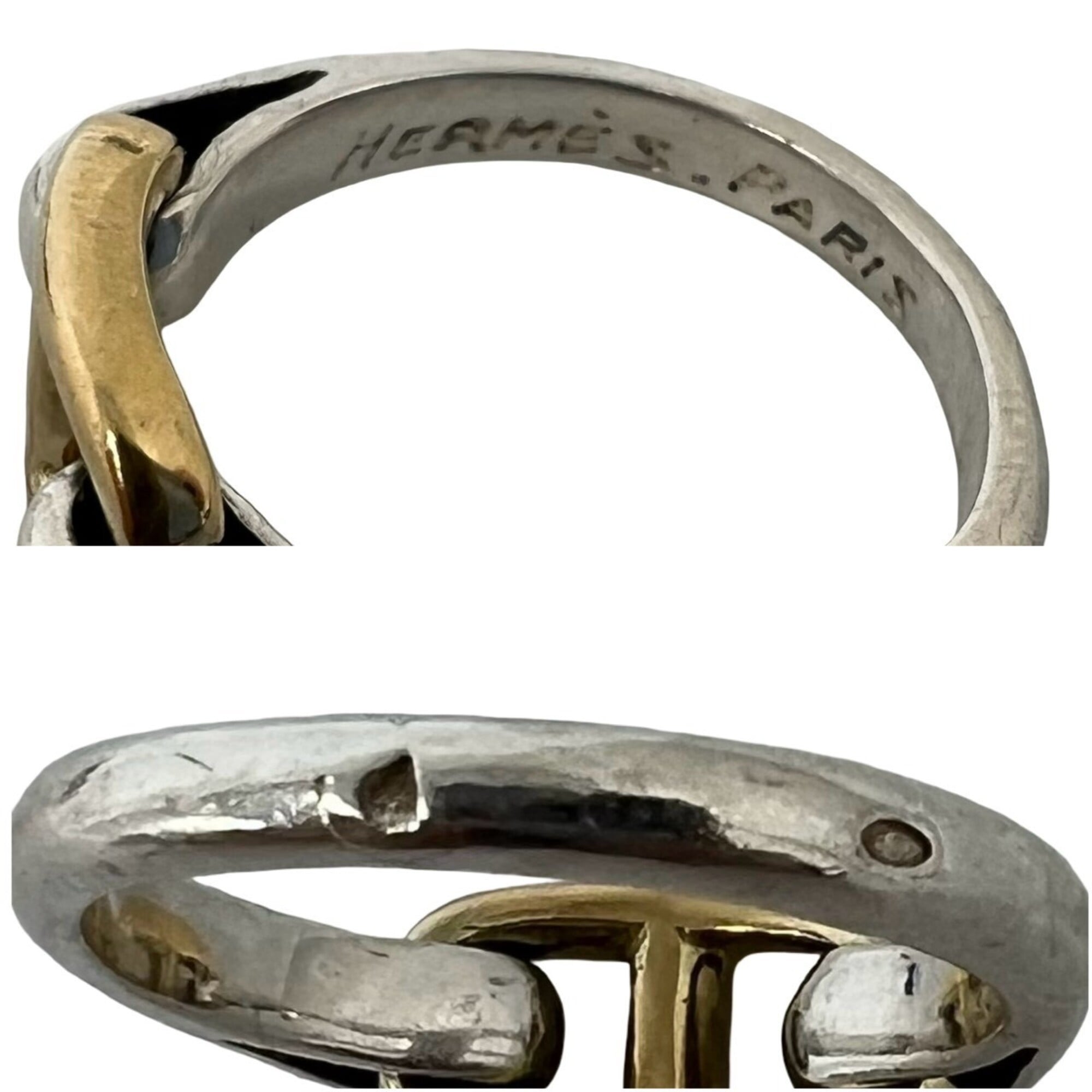 Hermes Gold Silver Yellow Gold (18K) Silver 925 Band Ring (Pre-Owned)
