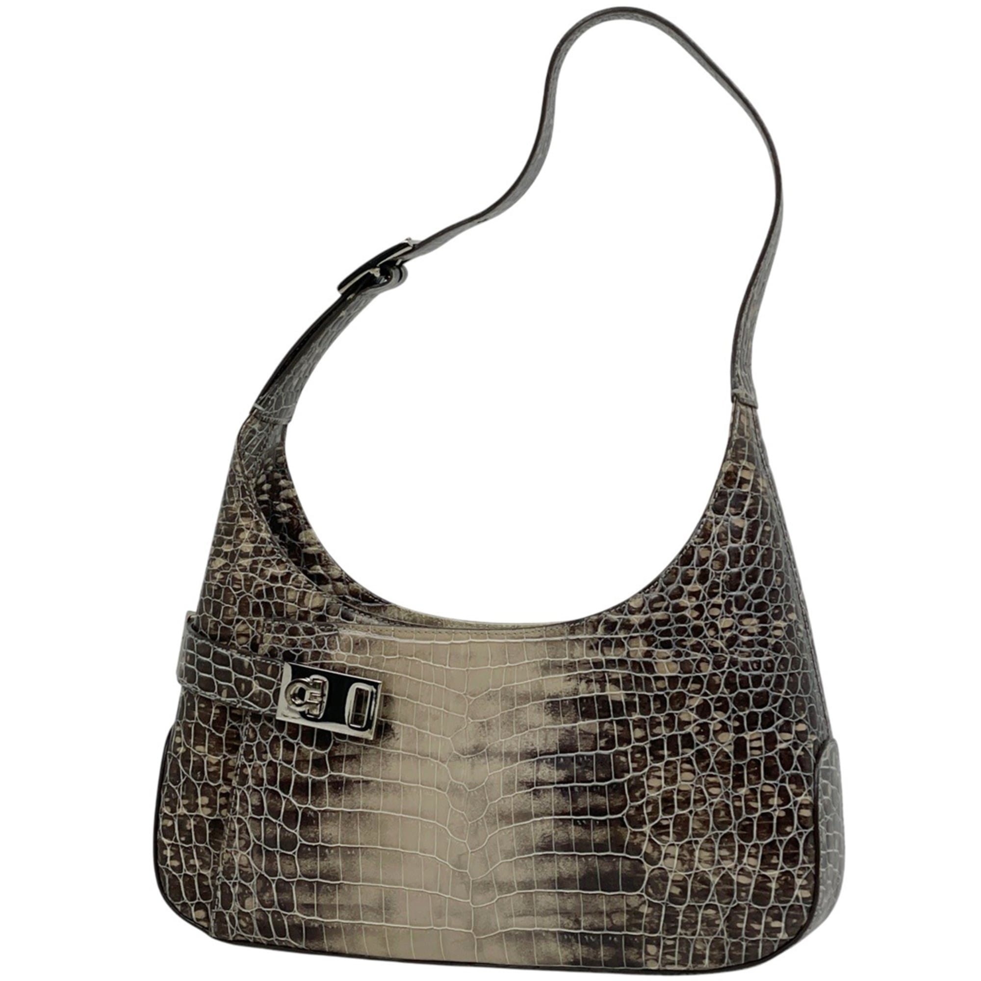 Salvatore Ferragamo Gray Leather Shoulder Bag (Pre-Owned)