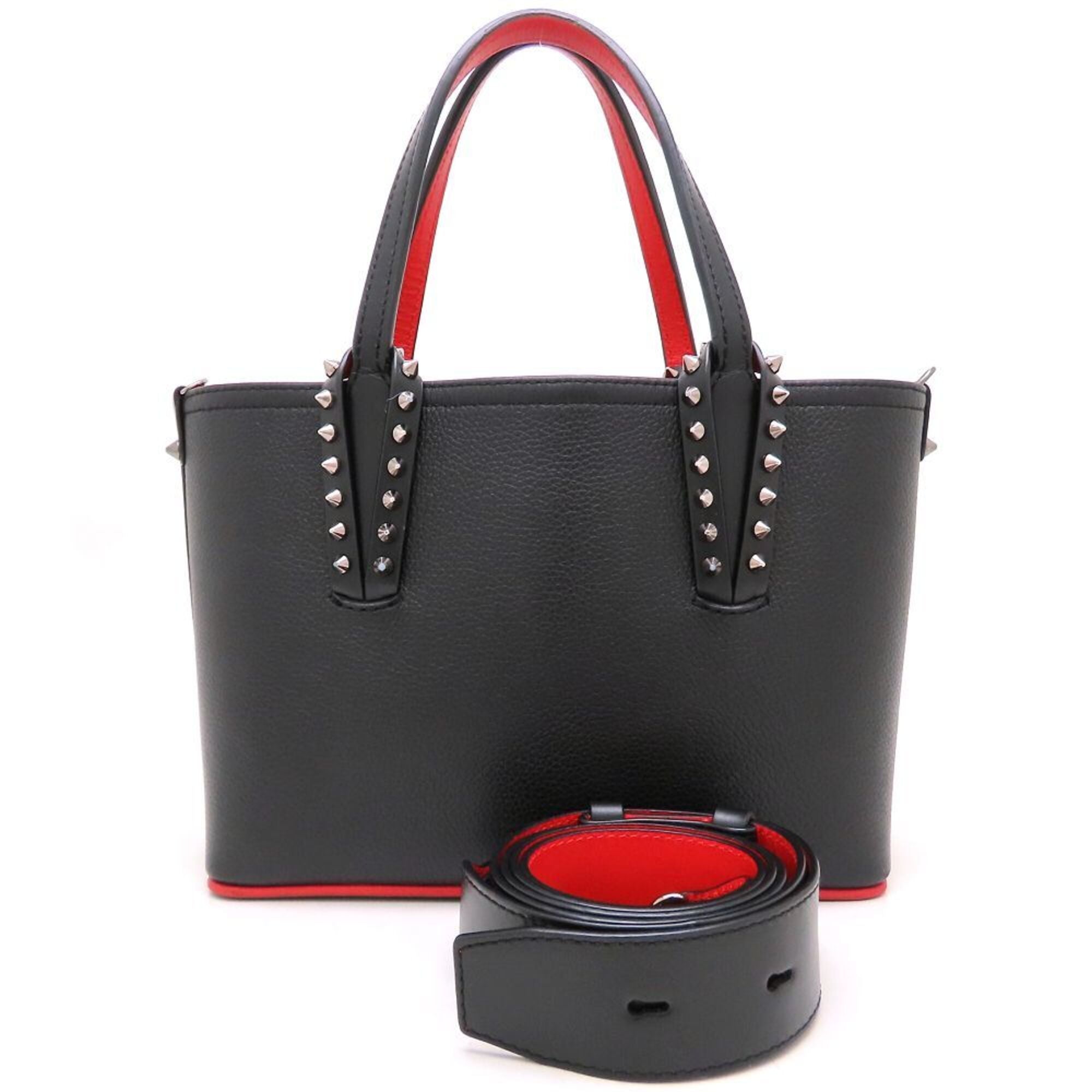 Christian Louboutin Black Red Color Leather Handbag (Pre-Owned)