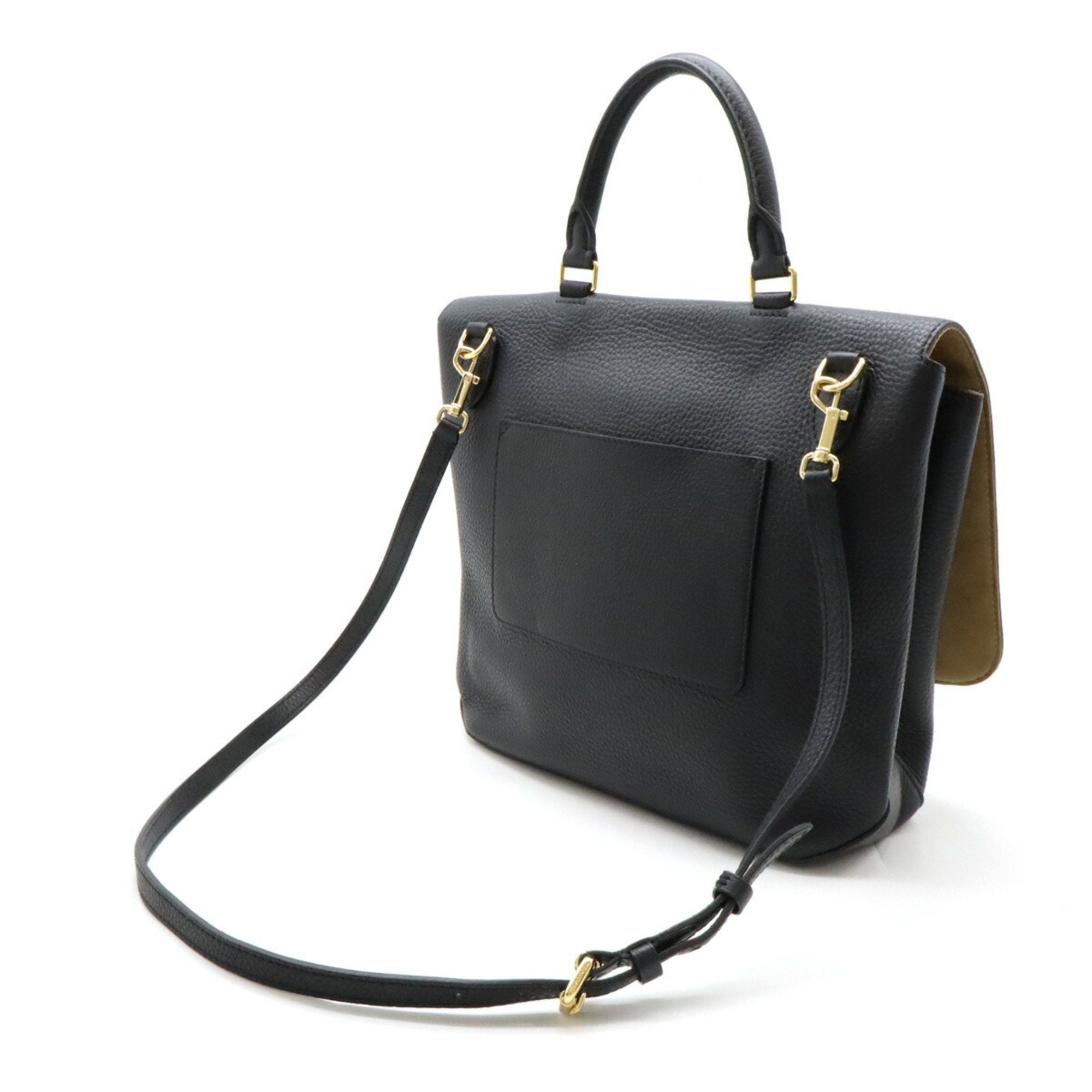 Louis Vuitton Noir Leather Handbag Shoulder Bag (Pre-Owned)