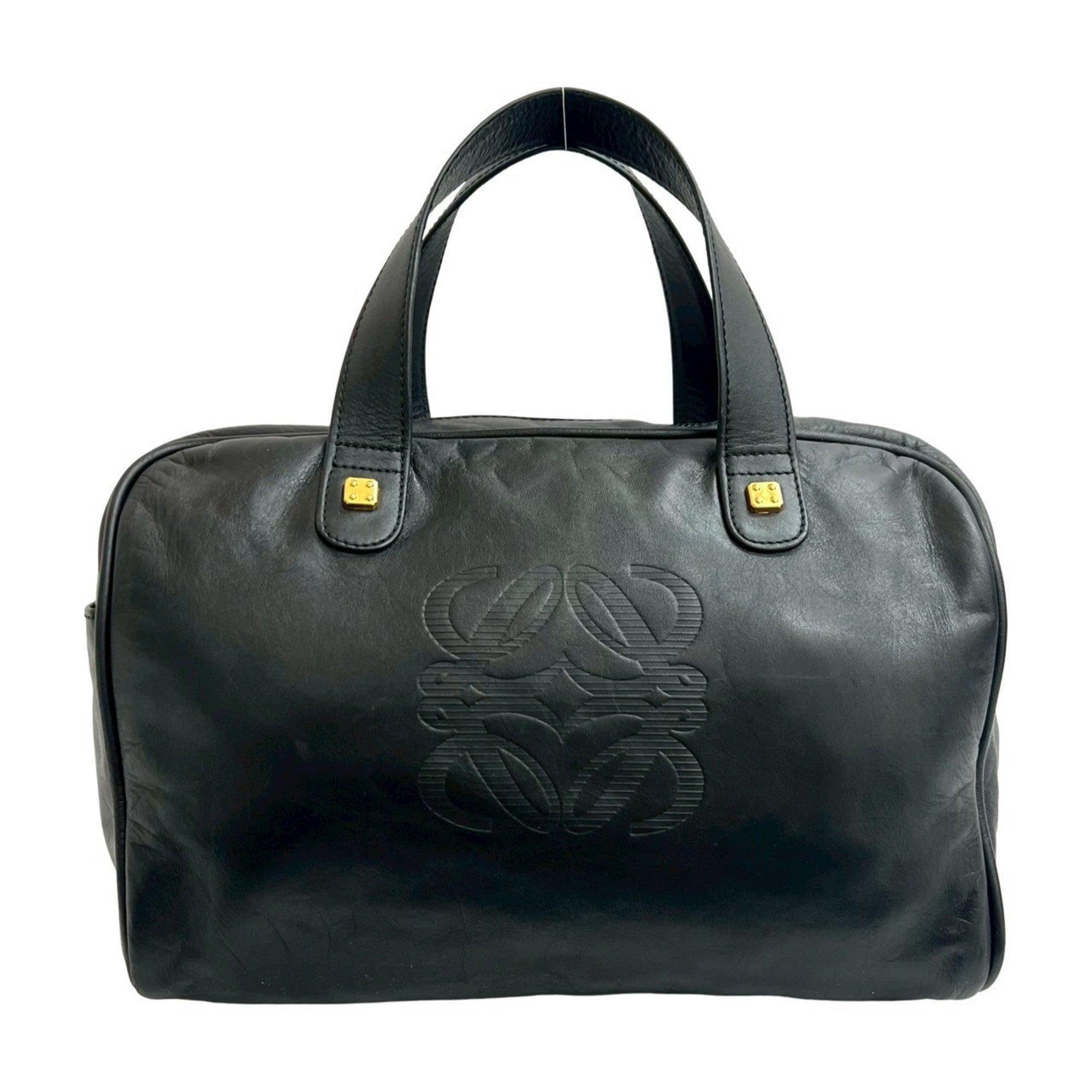Loewe Black Leather Boston Bag Handbag (Pre-Owned)