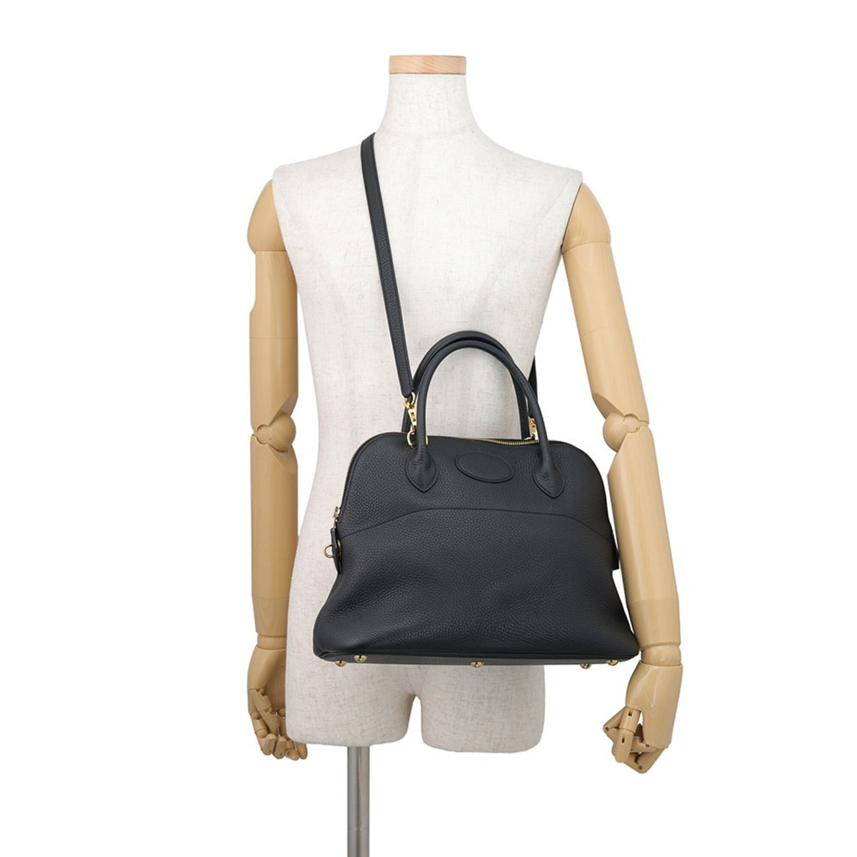 Hermes Black Taurillon Clemence Leather Handbag Shoulder Bag (Pre-Owned)