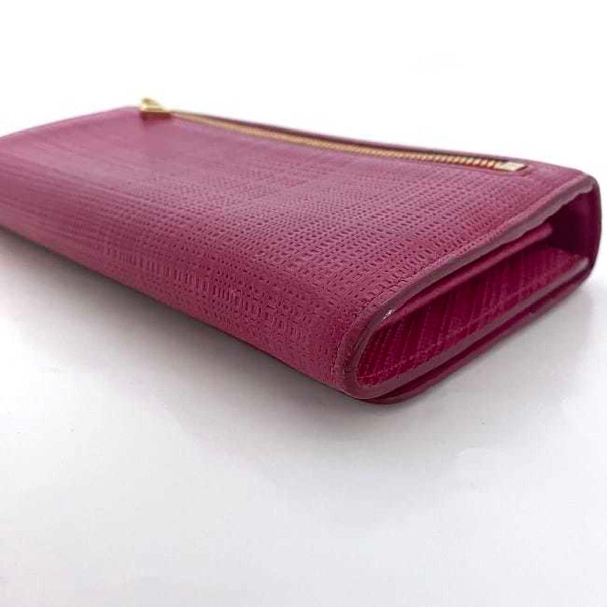 Loewe Linen Gold Pink Leather Long Wallet (Bi-Fold) (Pre-Owned)