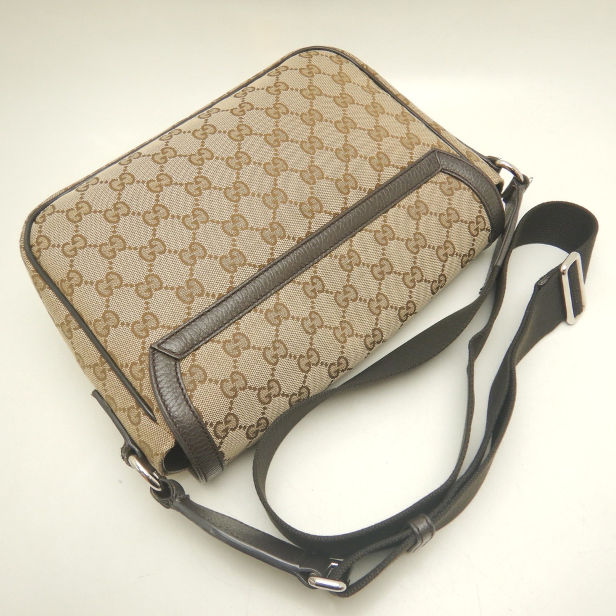 Gucci Beige Gg Canvas Leather Shoulder Bag (Pre-Owned)