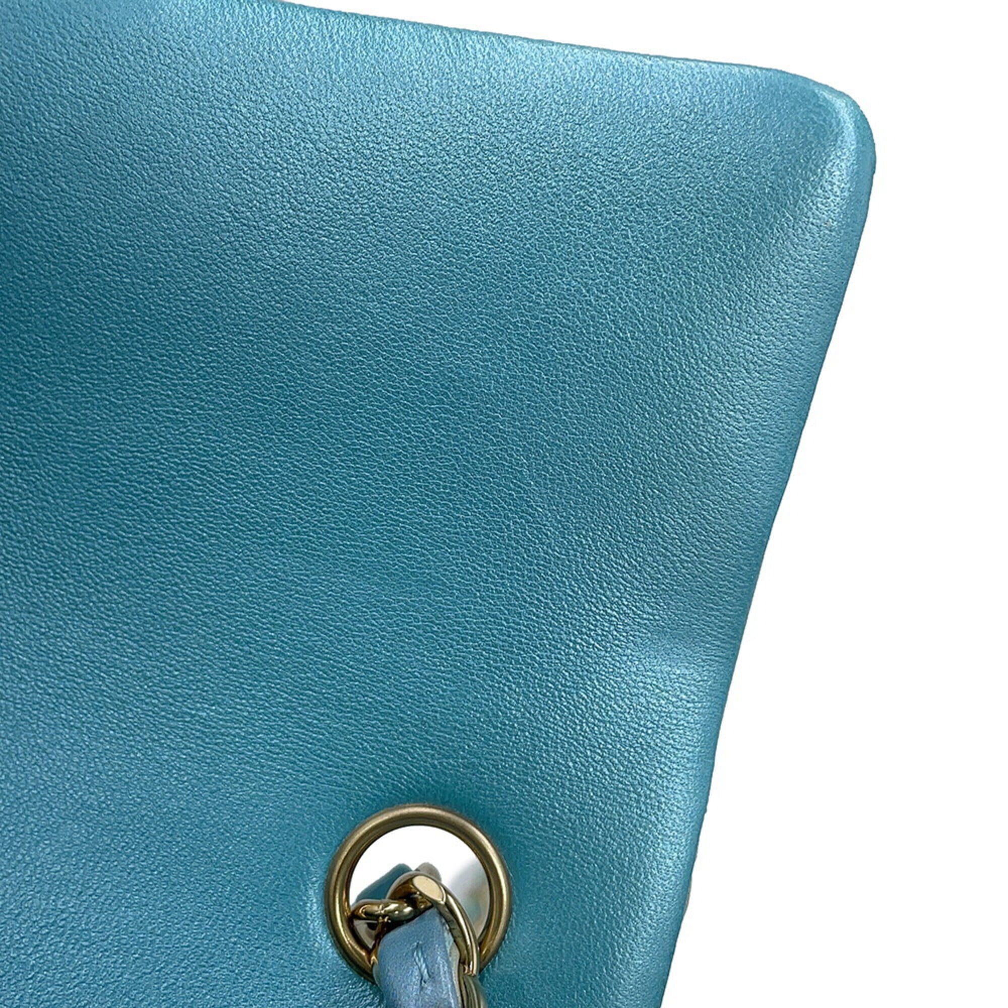 Chanel Light Blue Multi-Color Leather Handbag Shoulder Bag (Pre-Owned)