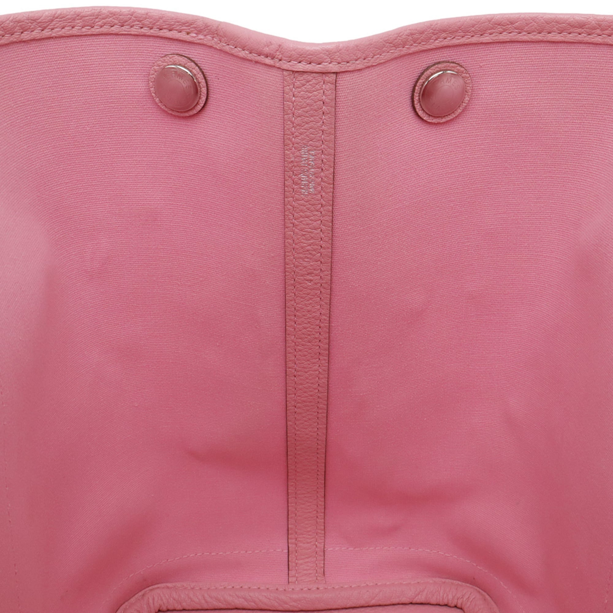 Hermes Garden Pink Toile Officier Leather Shoulder Bag Tote Bag (Pre-Owned)