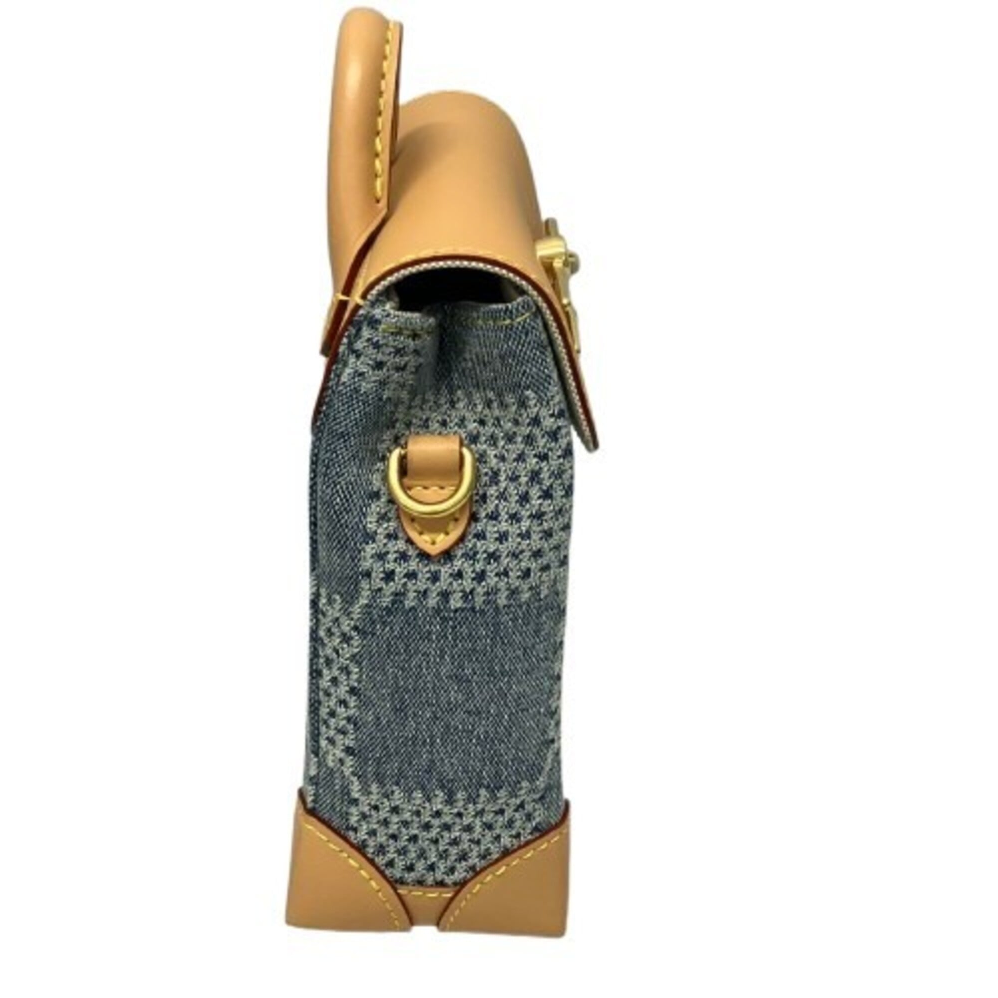 Louis Vuitton Blue Denim Leather Shoulder Bag (Pre-Owned)