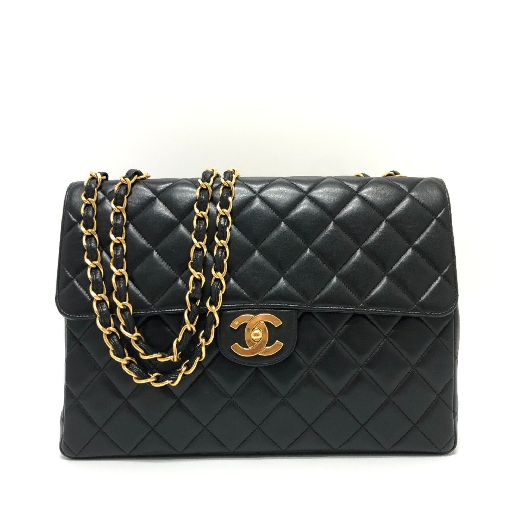 Chanel Black Leather Handbag Shoulder Bag (Pre-Owned)