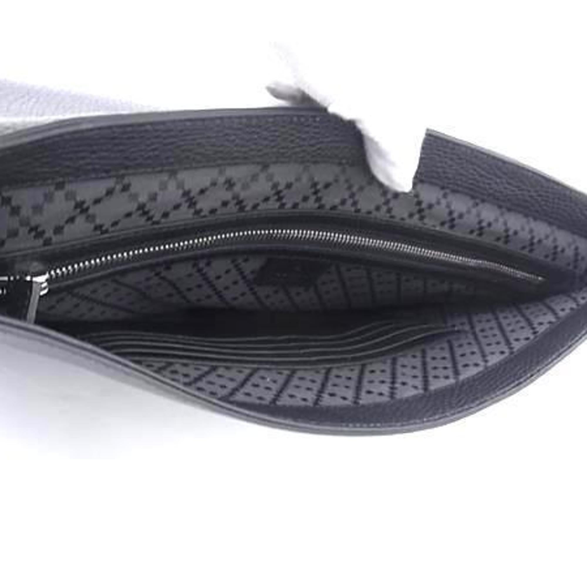 Gucci Black Leather Clutch Bag Handbag (Pre-Owned)