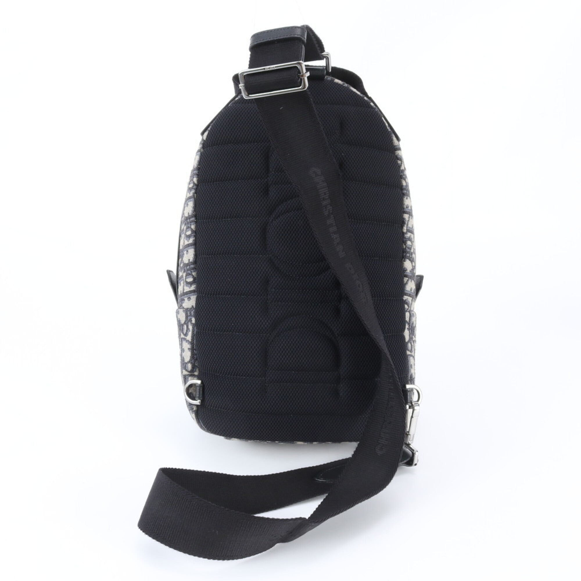 Christian Dior Beige Black Leather Canvas Backpack (Pre-Owned)