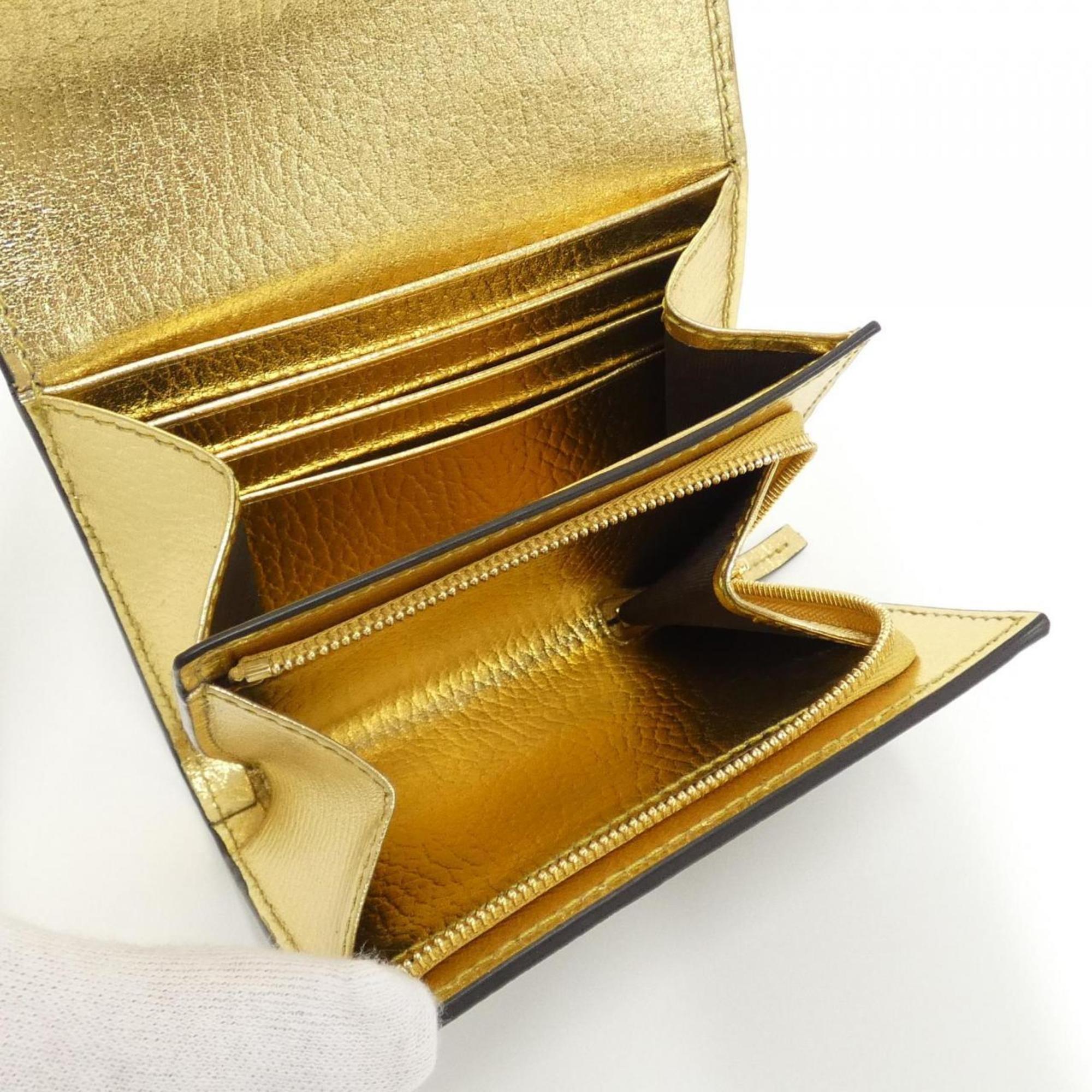 Gucci Beige Gold Gg Supreme Canvas Leather Wallet (Bi-Fold) (Pre-Owned)