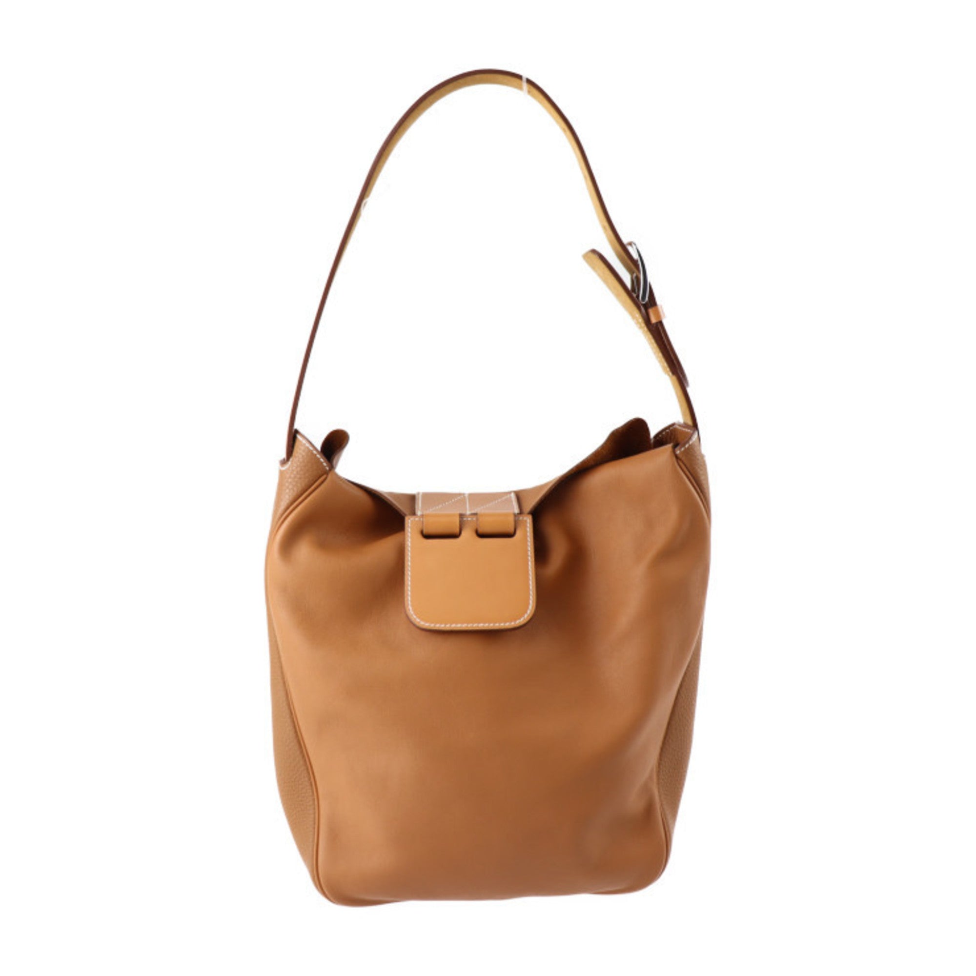 Hermes Brown Gold Taurillon Clemence Leather Swift Leather Handbag Shoulder Bag Tote Bag (Pre-Owned)