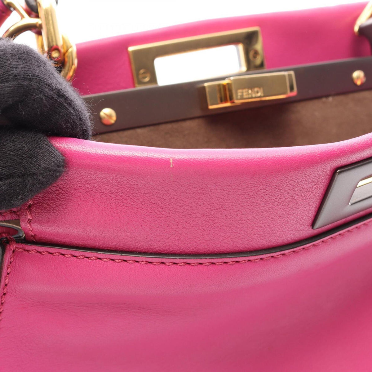 Fendi Peekaboo Pink Leather Handbag (Pre-Owned)