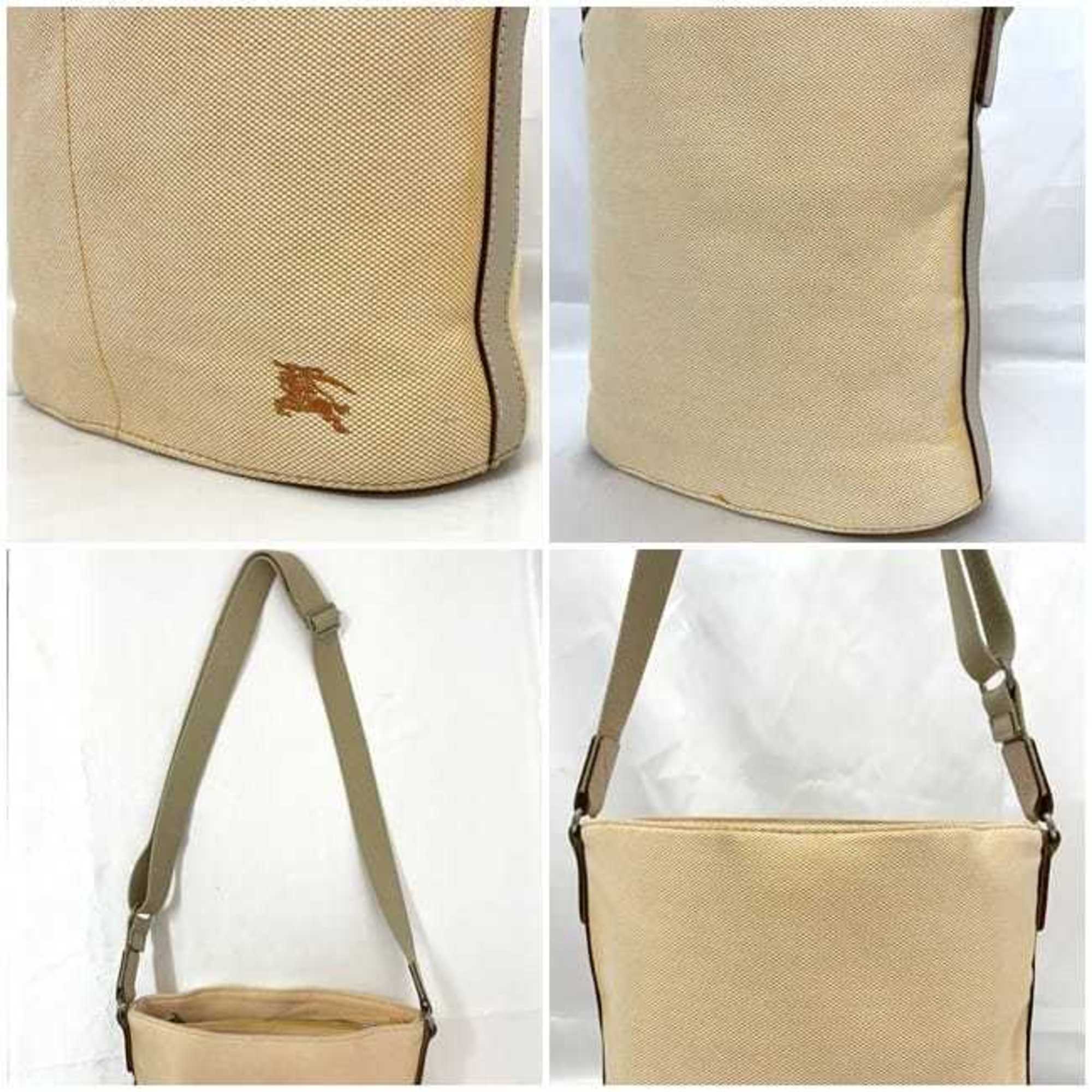 Burberry Beige Orange Canvas Shoulder Bag (Pre-Owned)