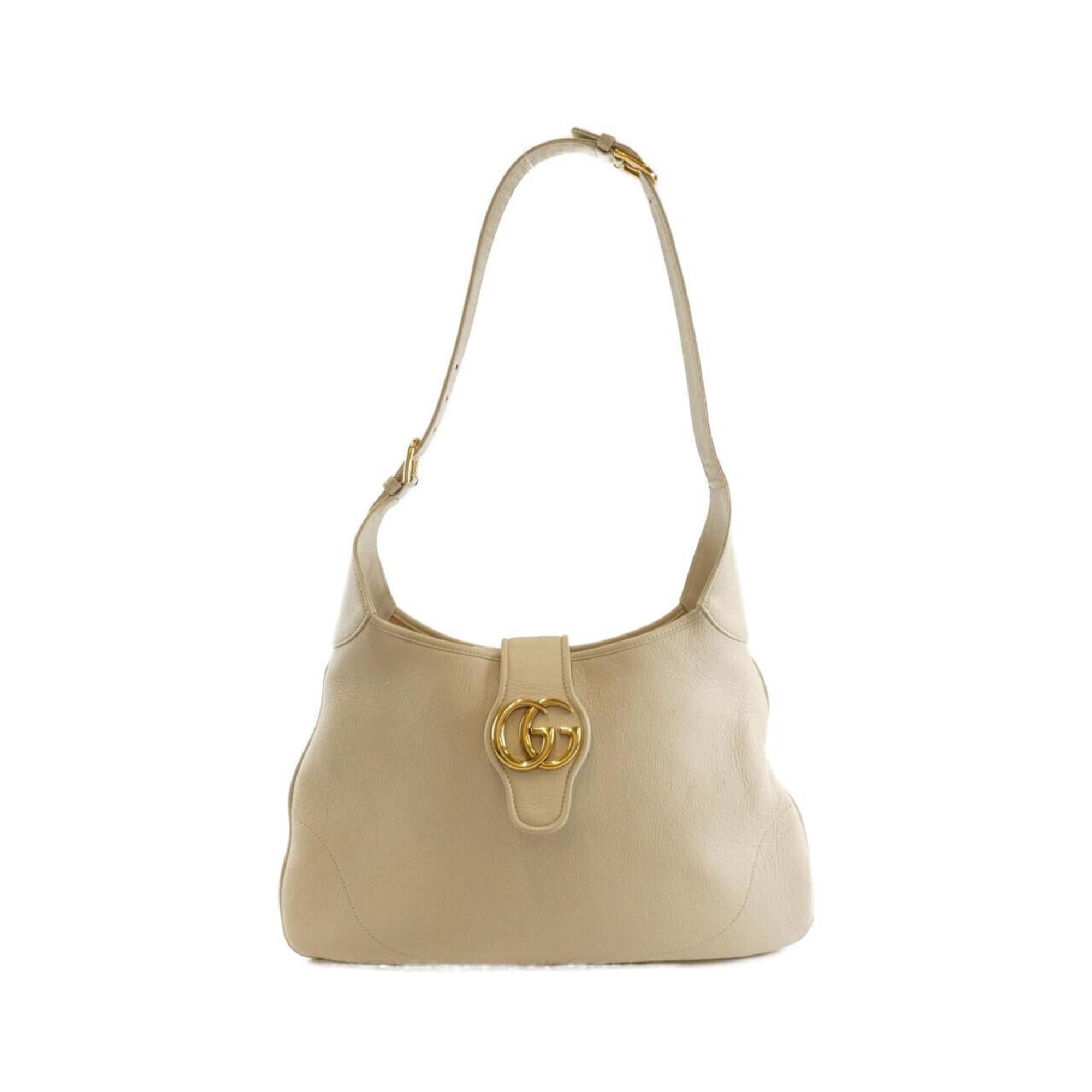 Gucci Gray Leather Shoulder Bag (Pre-Owned)