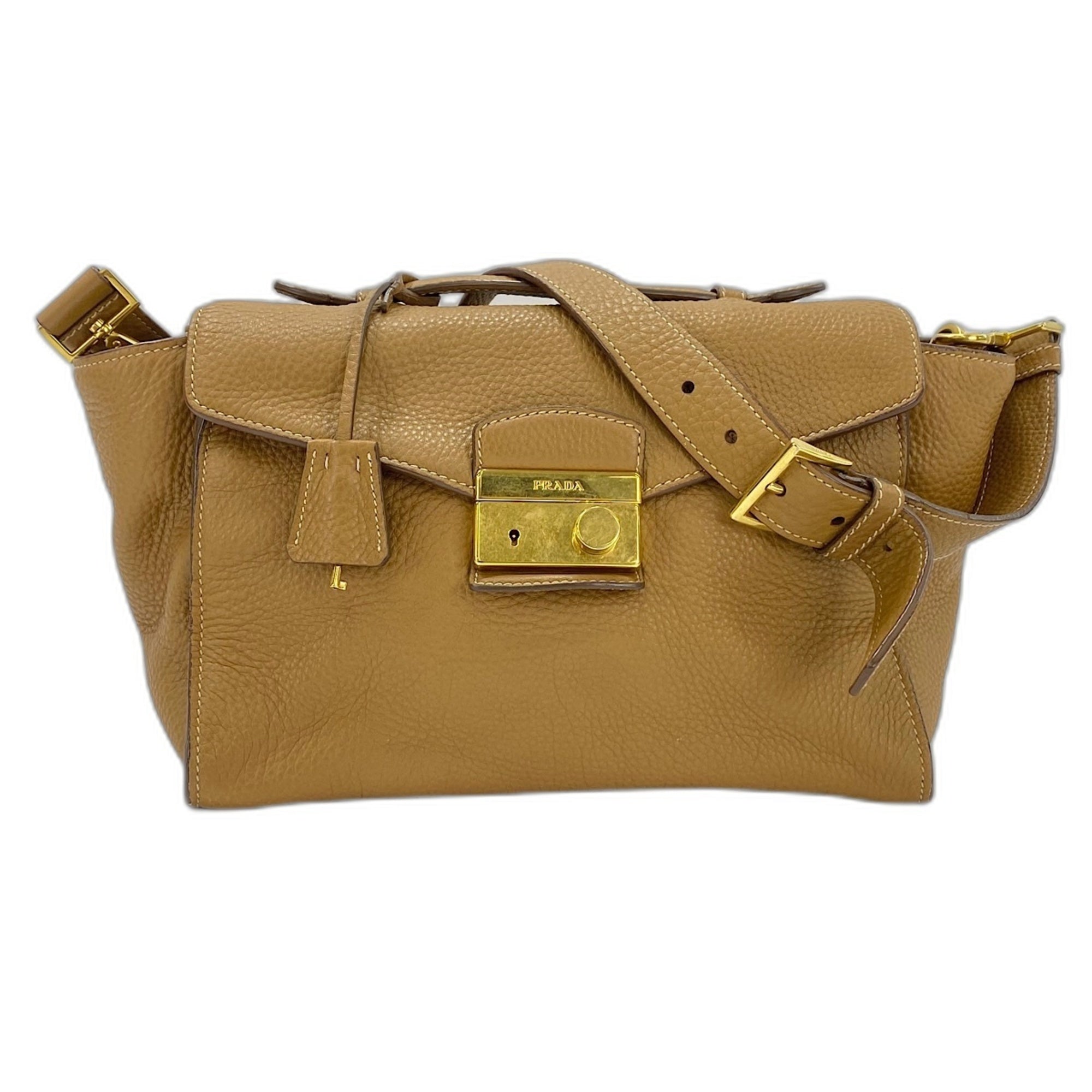 Prada Brown Leather Shoulder Bag (Pre-Owned)