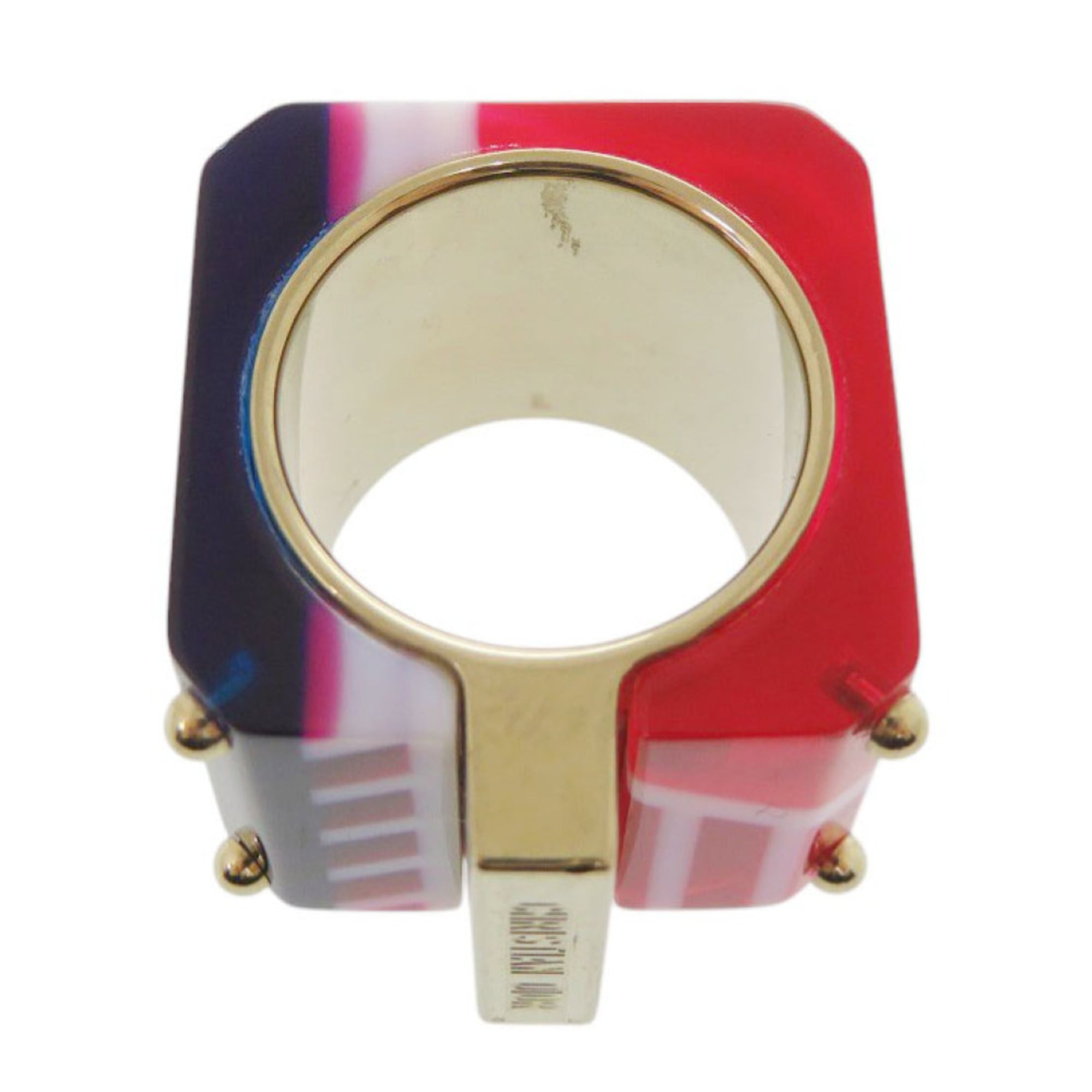 Christian Dior Gold Blue Red Color Gold Plating Plastic Band Ring (Pre-Owned)