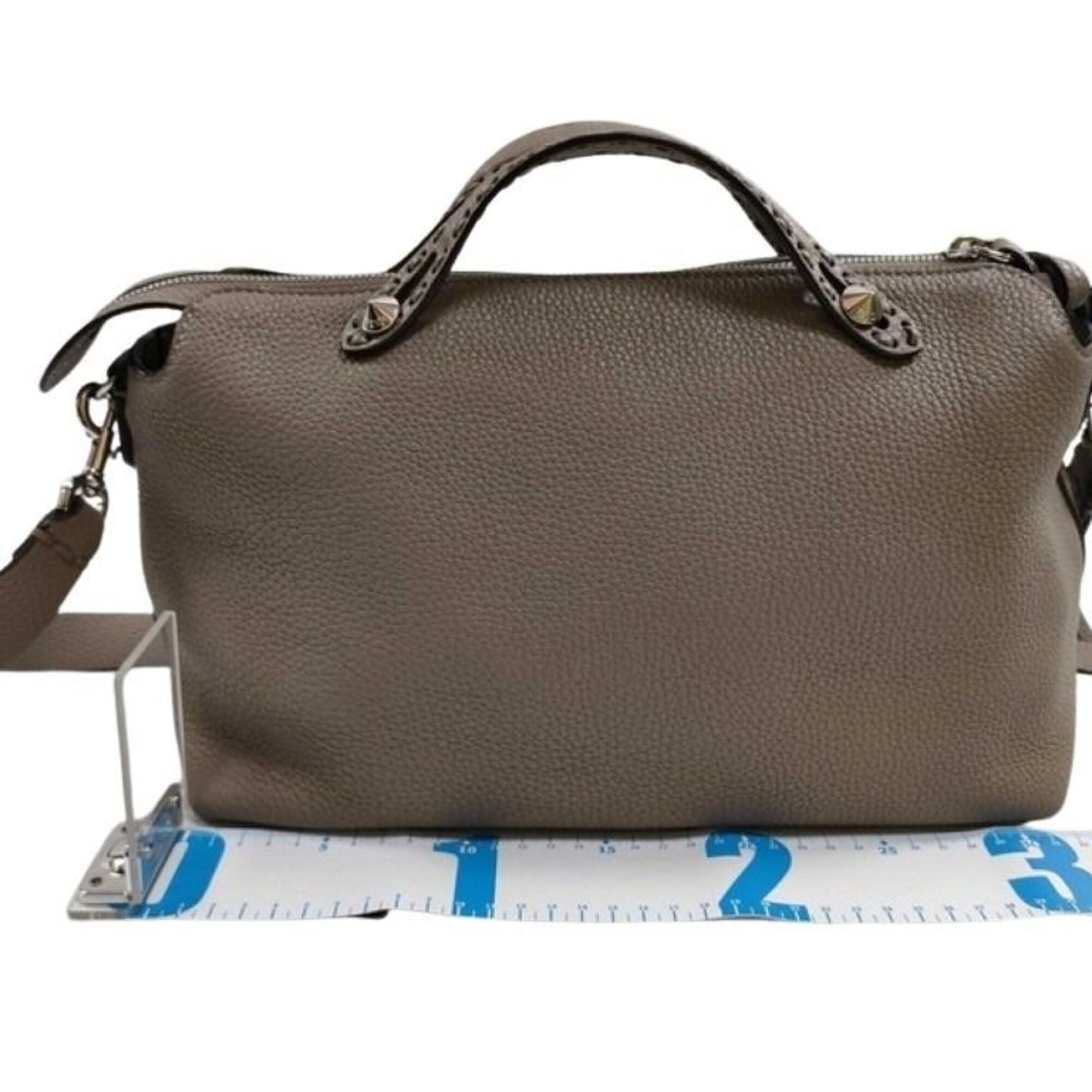 Fendi By The Way Grayish Leather Handbag Shoulder Bag (Pre-Owned)