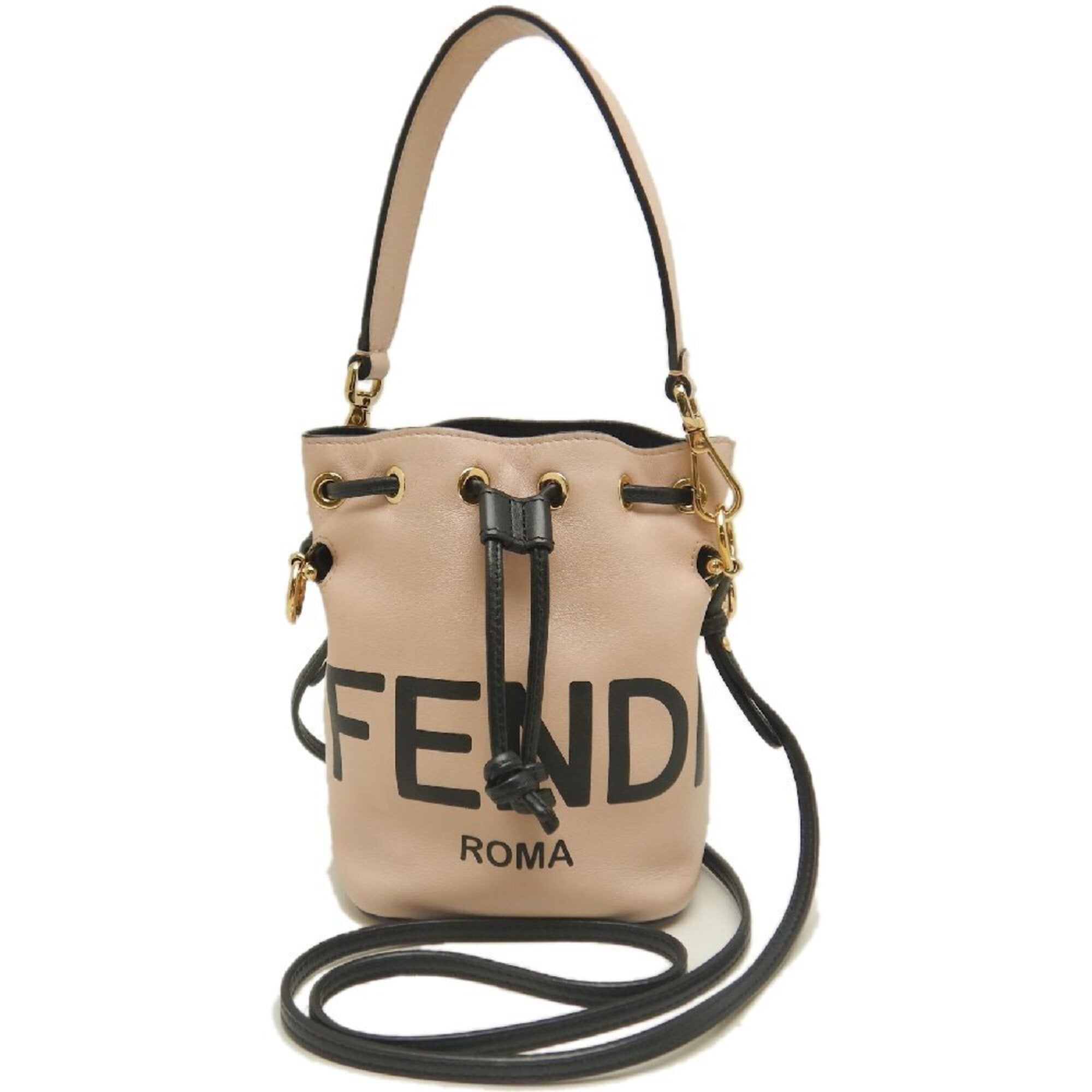 Fendi Black Pink Leather Shoulder Bag (Pre-Owned)