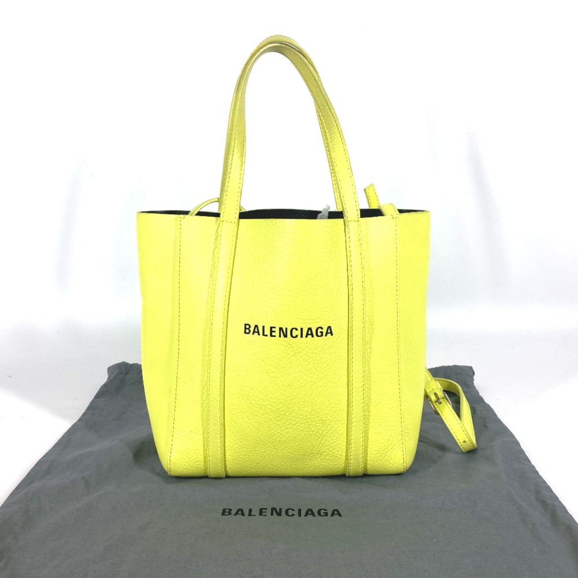 Balenciaga Black Yellow Leather Shoulder Bag Tote Bag (Pre-Owned)