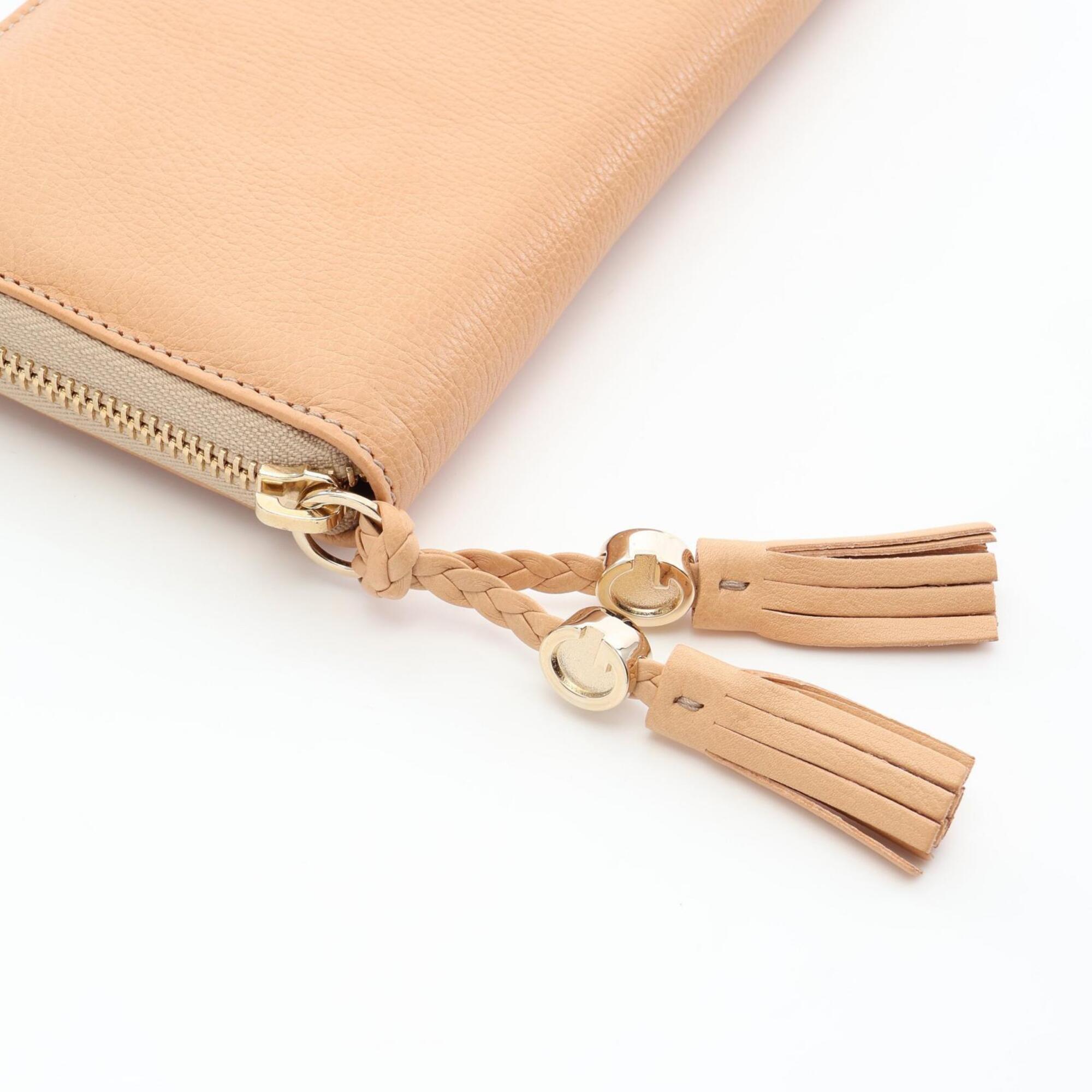 Gucci Beige Leather Long Wallet (Bi-Fold) (Pre-Owned)