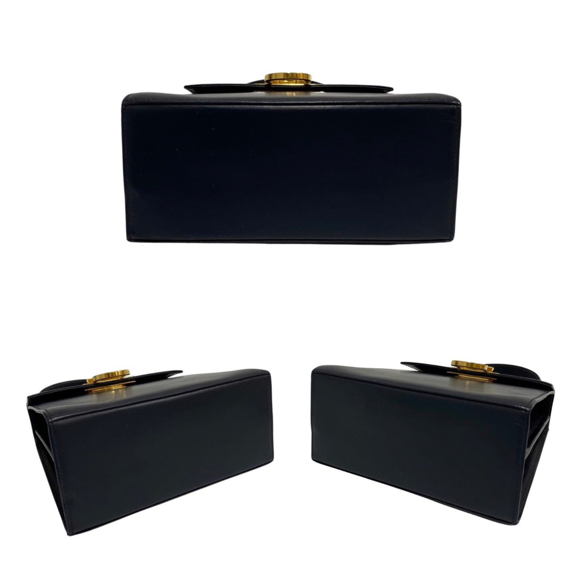 Salvatore Ferragamo Gancini Navy Leather Shoulder Bag (Pre-Owned)