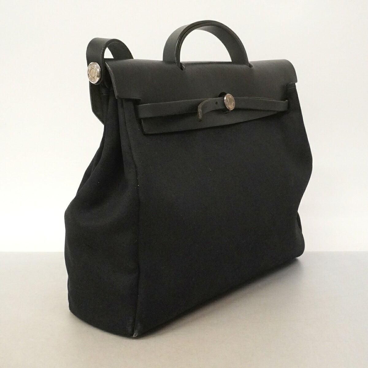 Hermes Black Toile Officier Handbag (Pre-Owned)