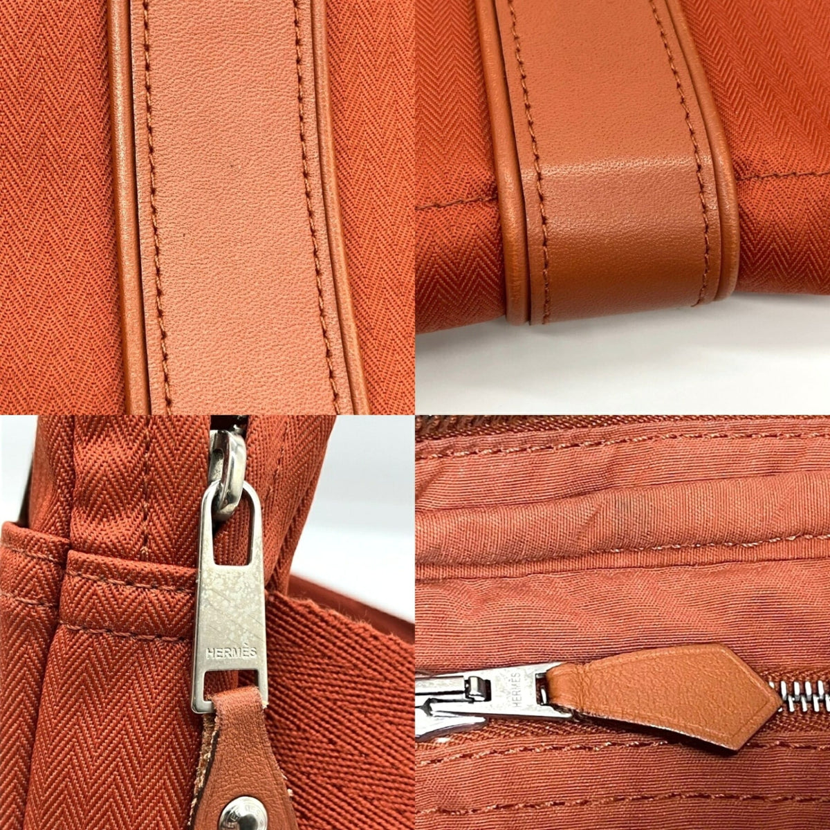Hermes Acapulco Orange Toile Chevron Leather Fanny Pack Pochette (Pre-Owned)