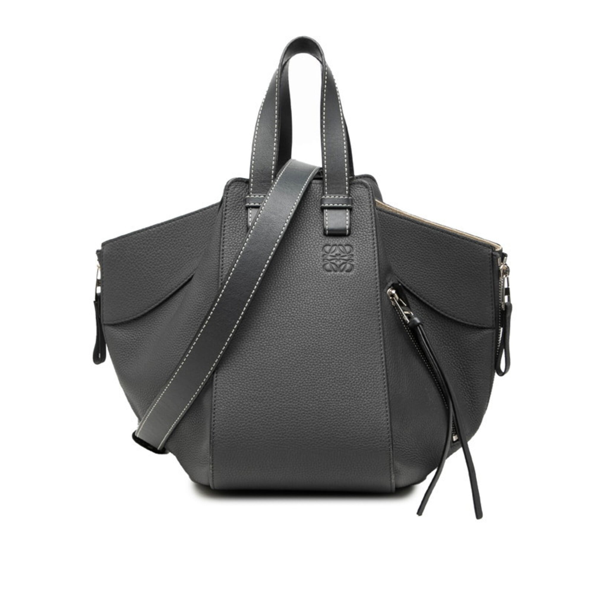 Loewe Gray Leather Handbag Shoulder Bag (Pre-Owned)