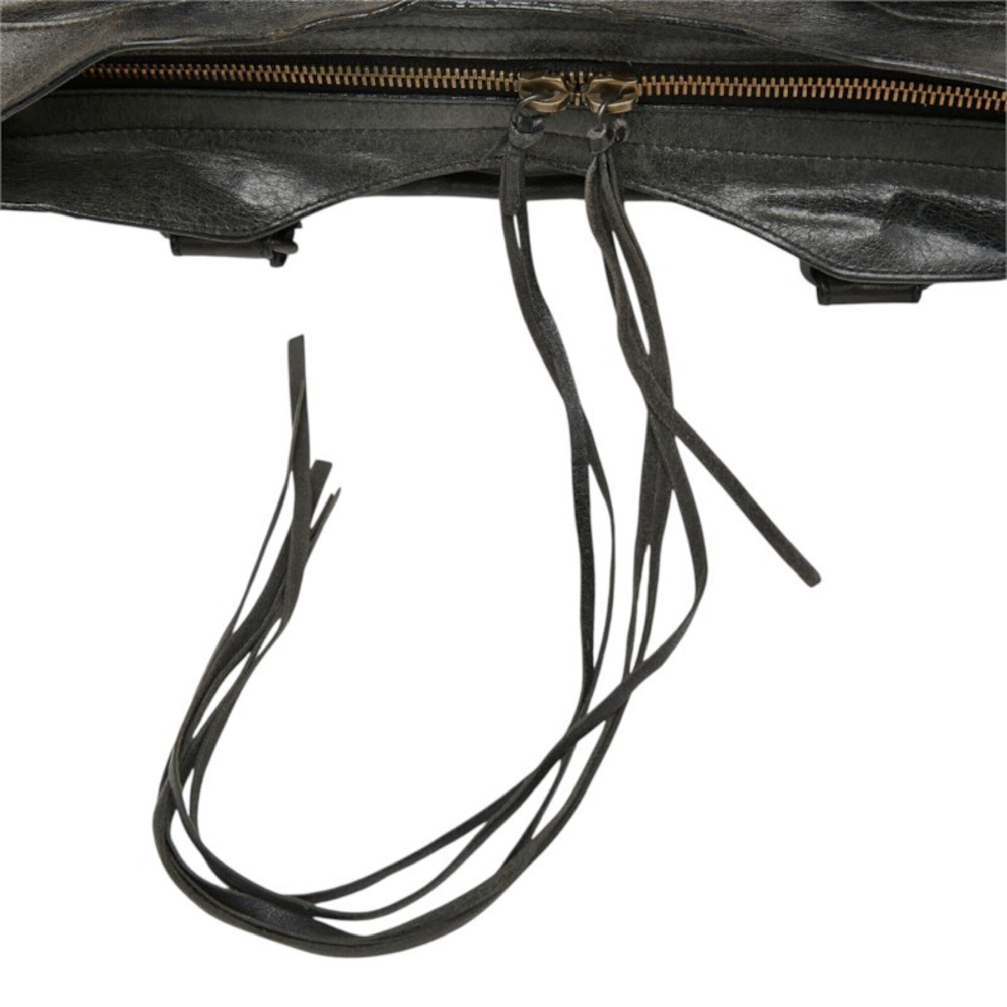 Balenciaga Black Leather Felt Handbag Shoulder Bag (Pre-Owned)