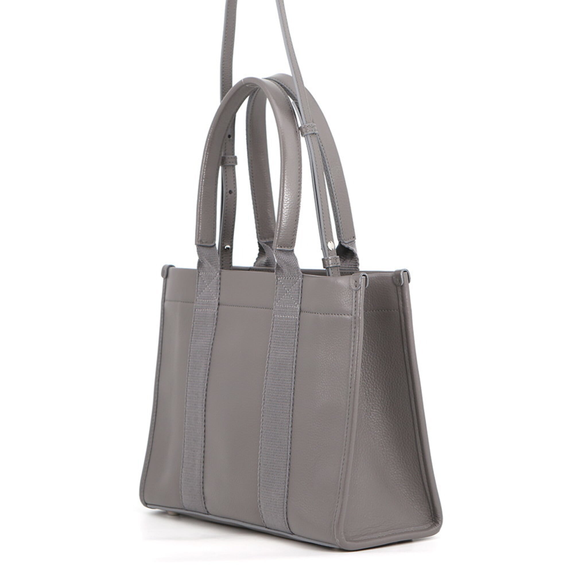 Balenciaga Dark Gray Leather Canvas Handbag Tote Bag (Pre-Owned)
