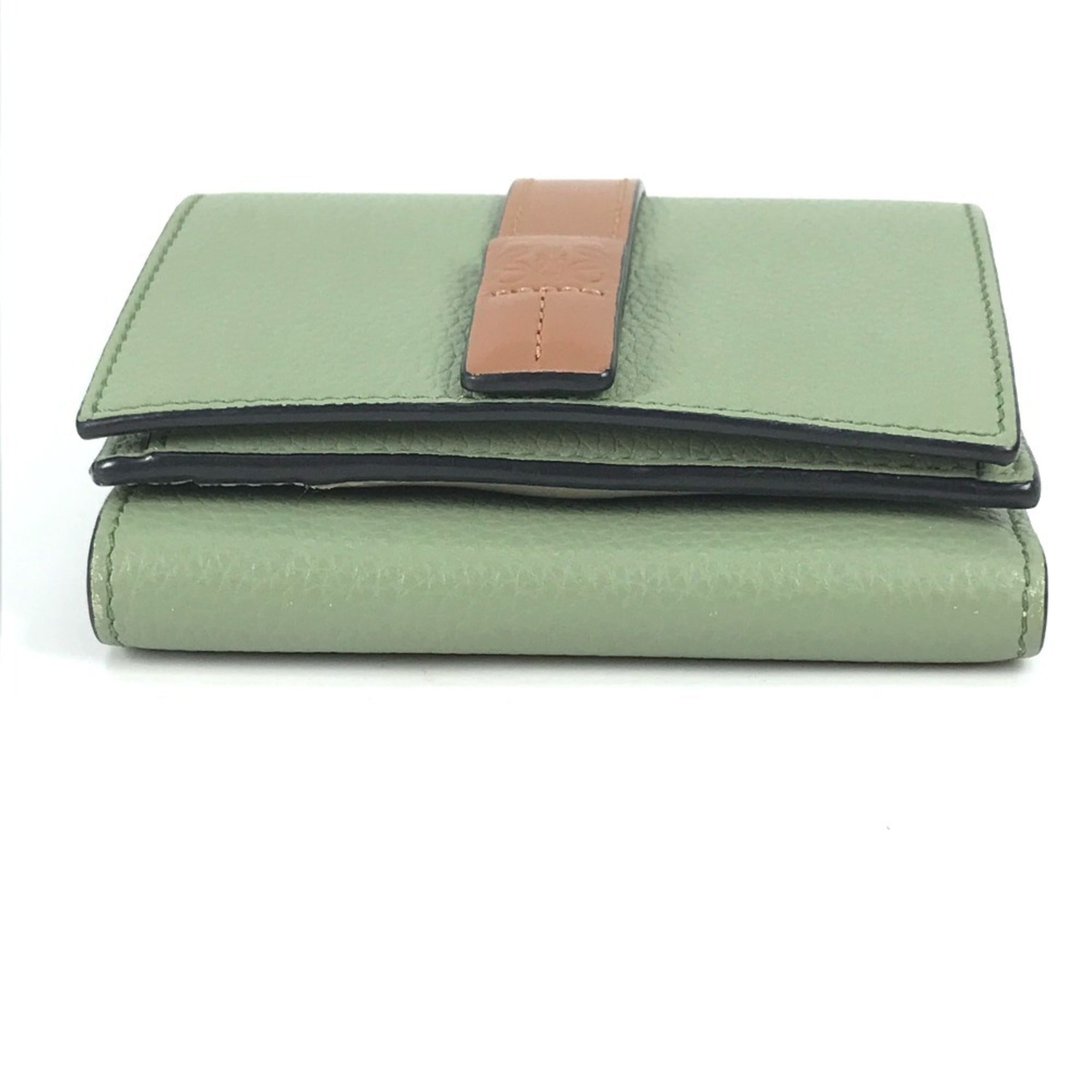 Loewe Brown Green Leather Wallet (Tri-Fold) (Pre-Owned)