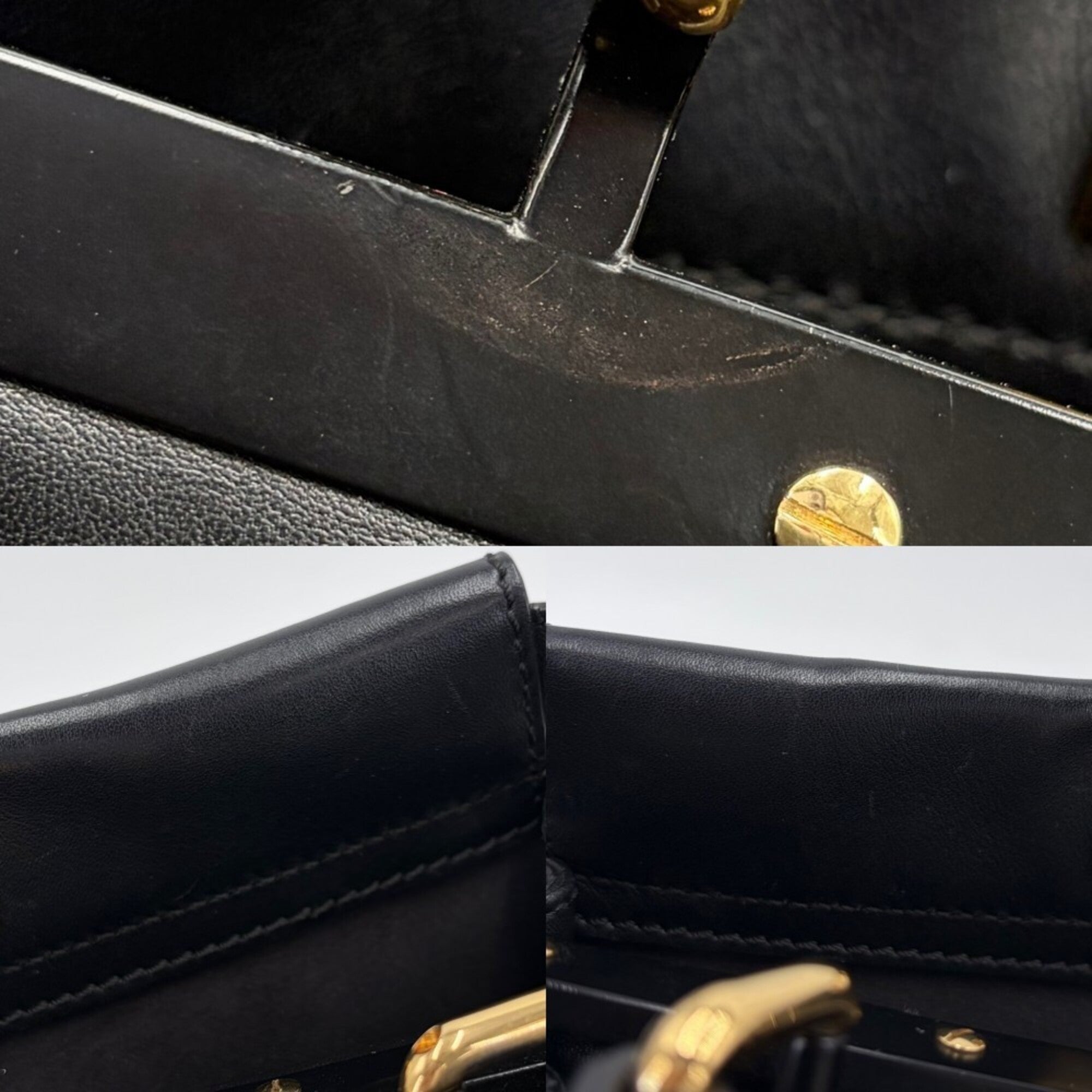 Fendi Peekaboo Black Leather Handbag Shoulder Bag (Pre-Owned)