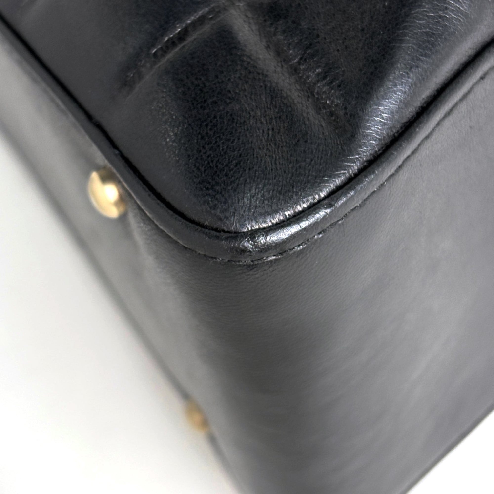 Chanel Chocolate Bar Black Leather Tote Bag (Pre-Owned)
