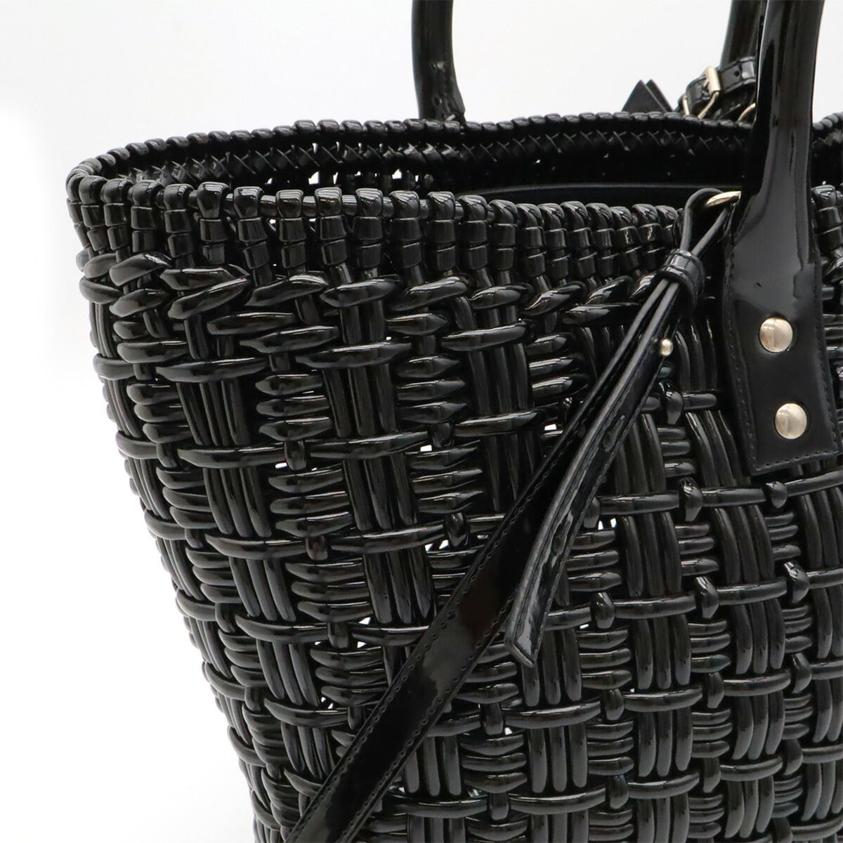 Balenciaga Black Vinyl Basket Handbag Shoulder Bag (Pre-Owned)