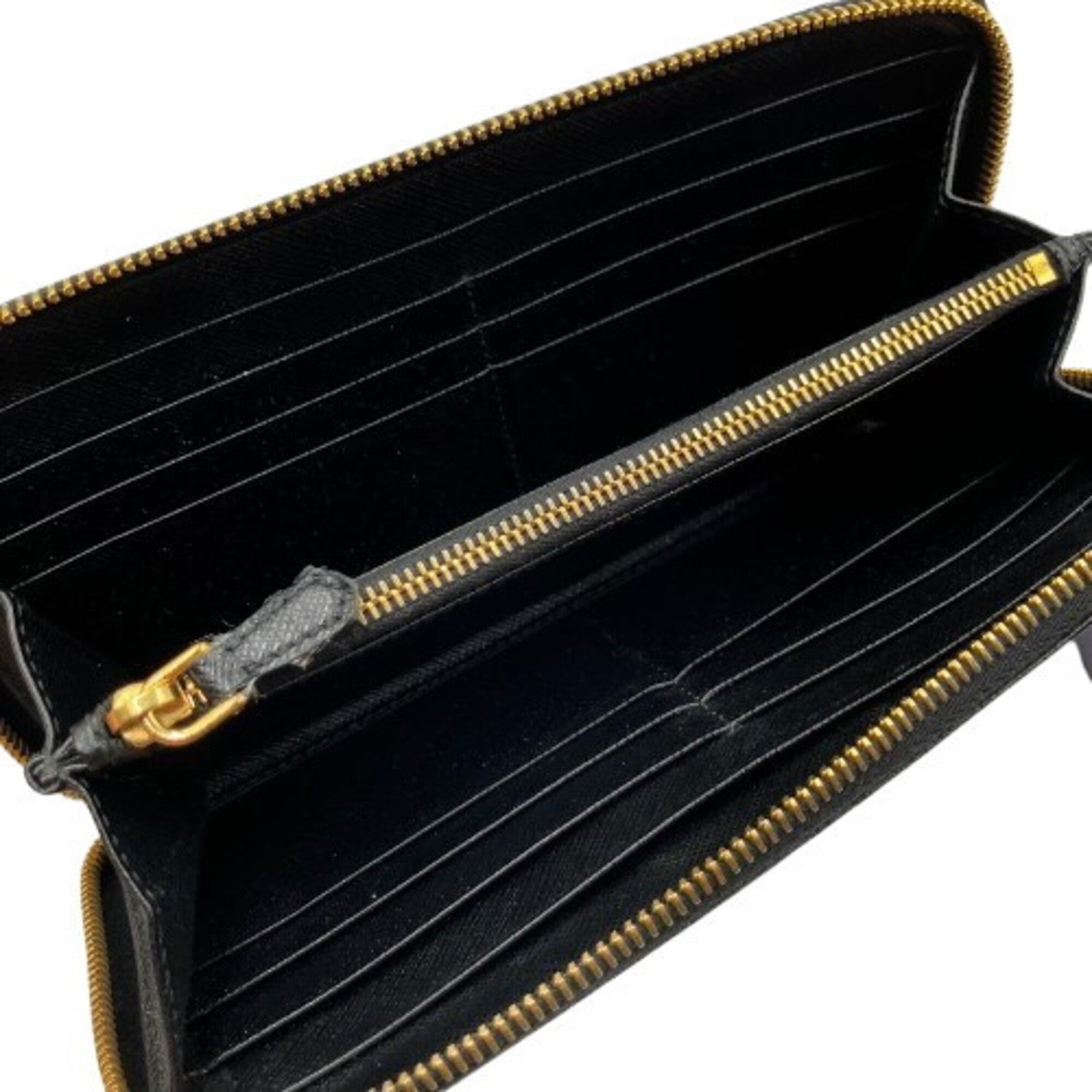 Prada Black Leather Long Wallet (Bi-Fold) (Pre-Owned)