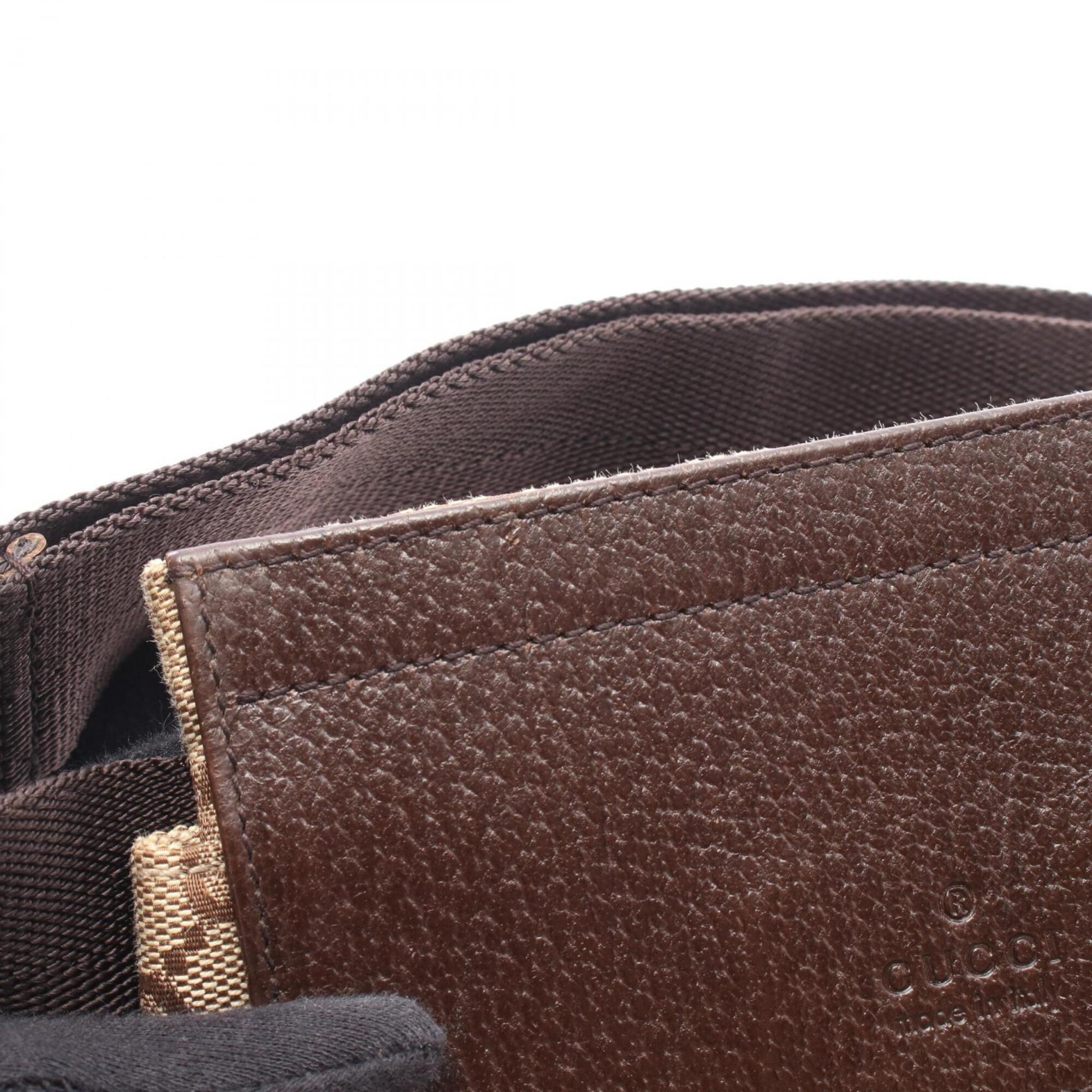 Gucci Beige Brown Canvas Leather Fanny Pack Handbag (Pre-Owned)