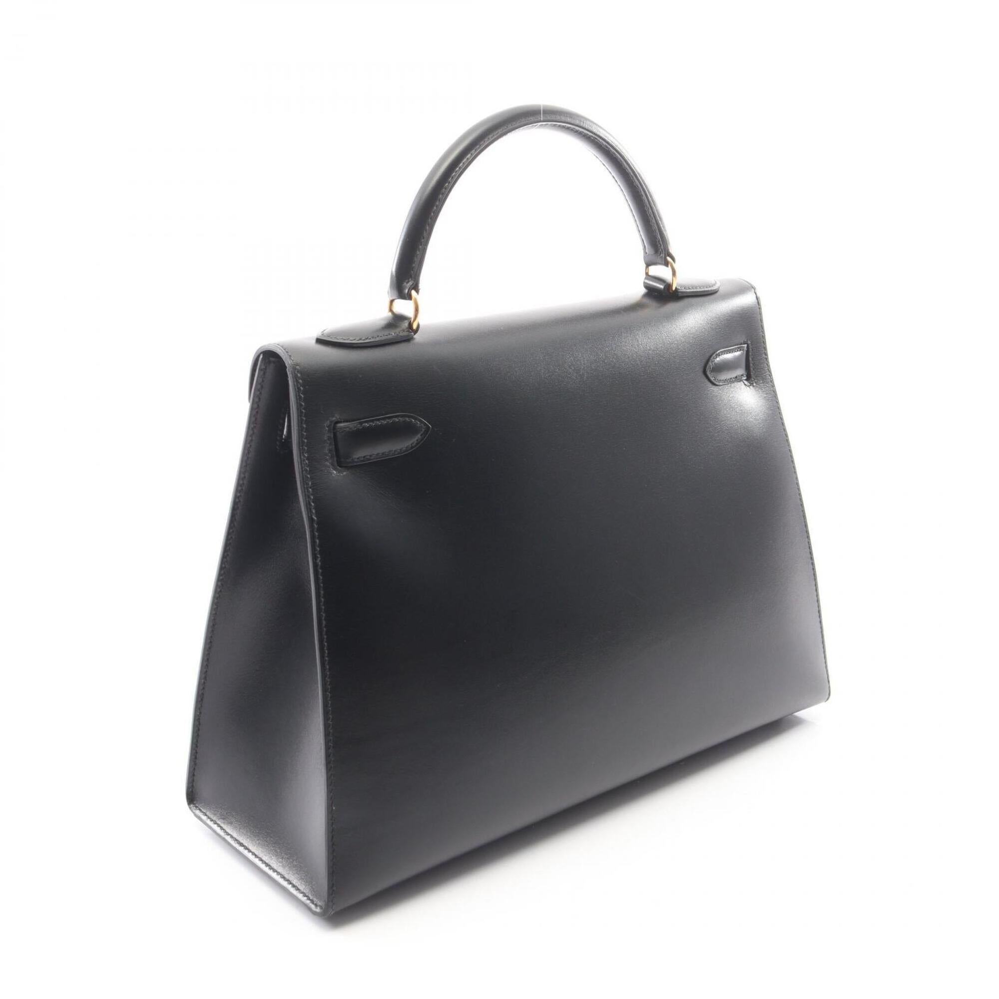 Hermes Black Box Calf Leather Handbag (Pre-Owned)