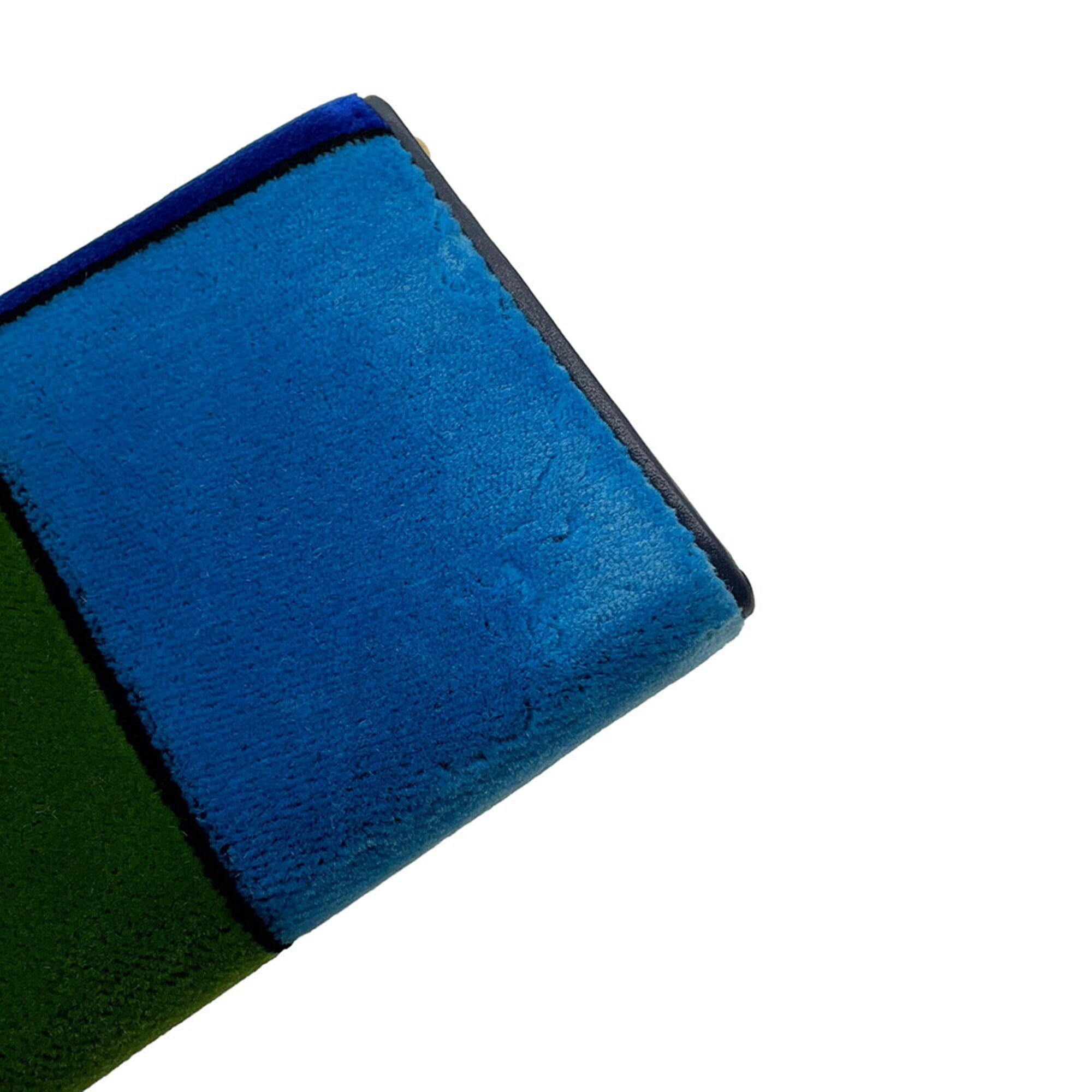 Prada Blue Multi-Color Leather Chain/Shoulder Wallet (Pre-Owned)